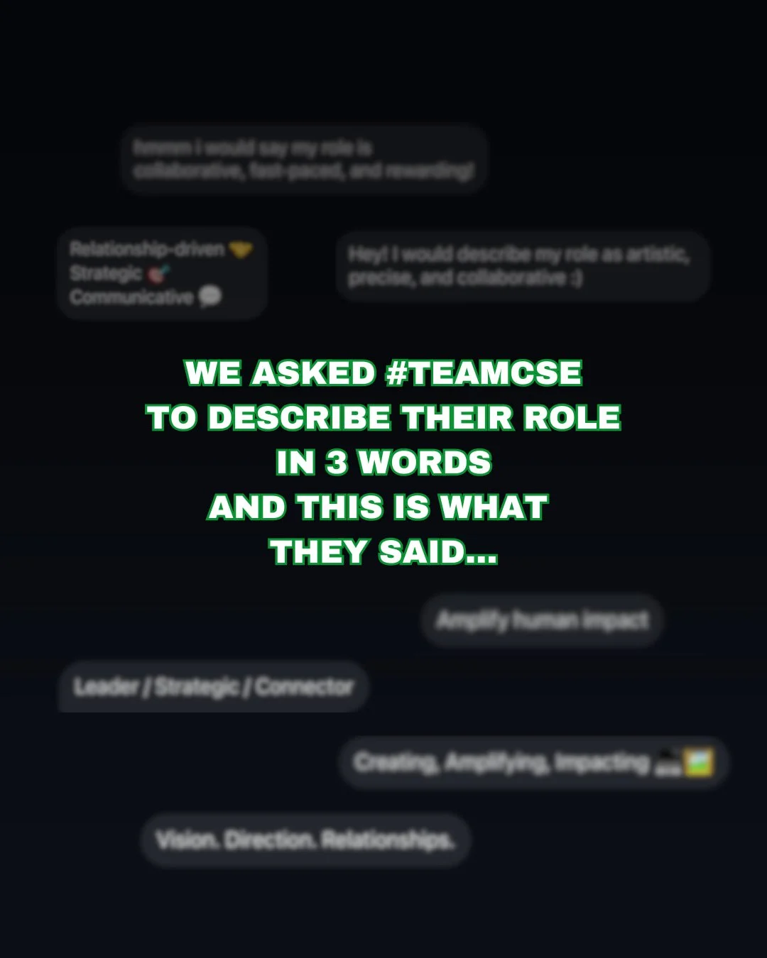 Great work starts with great people. 💚

Swipe to see some responses from  #TeamCSE describing the work they do every day and the culture that drives it.
#SportsMarketing #AthletesDoingGood