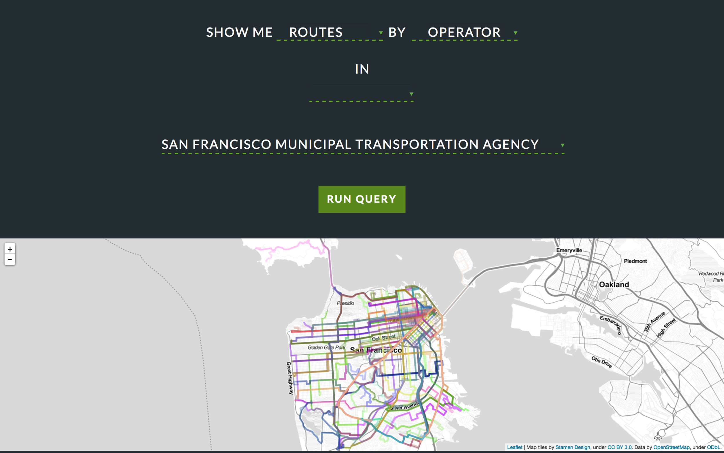 Querying for routes, stops and operators by name