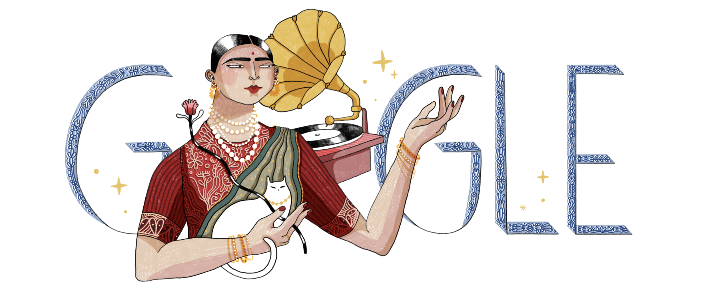 Google Doodle for Gauhar Jaan's 145th Birthday