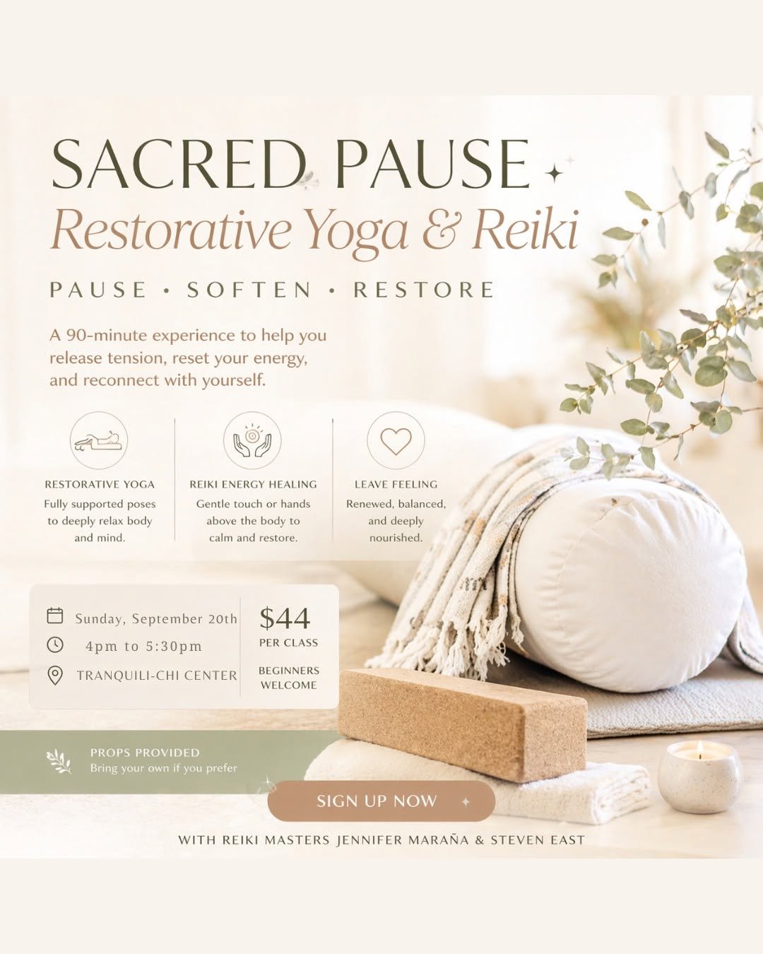 Sacred Pause: Restorative Yoga &amp; Reiki