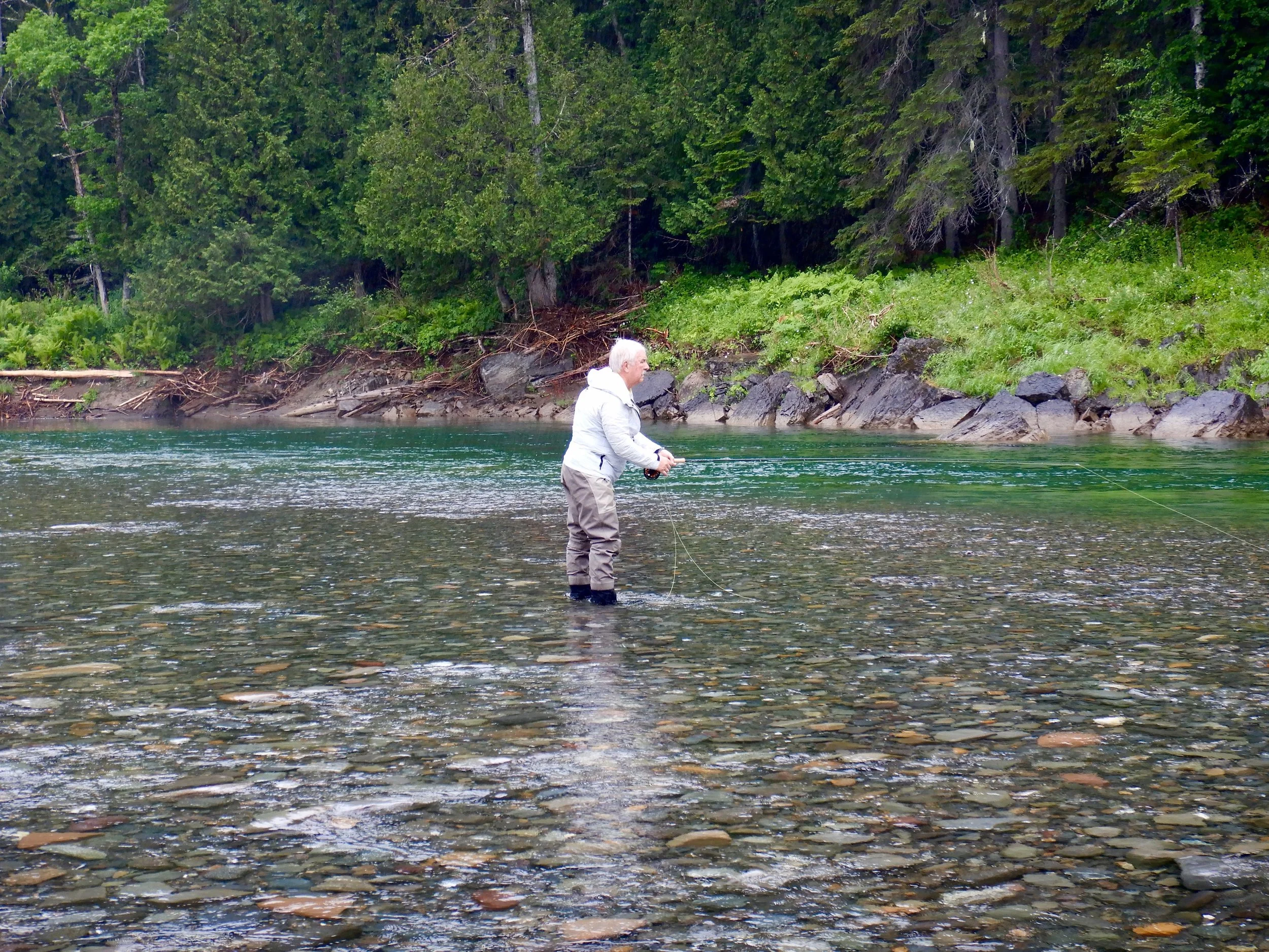 FranK Zersky carefully fishes through Double Camp Pool, it didn't take lone for Frank to hook up!