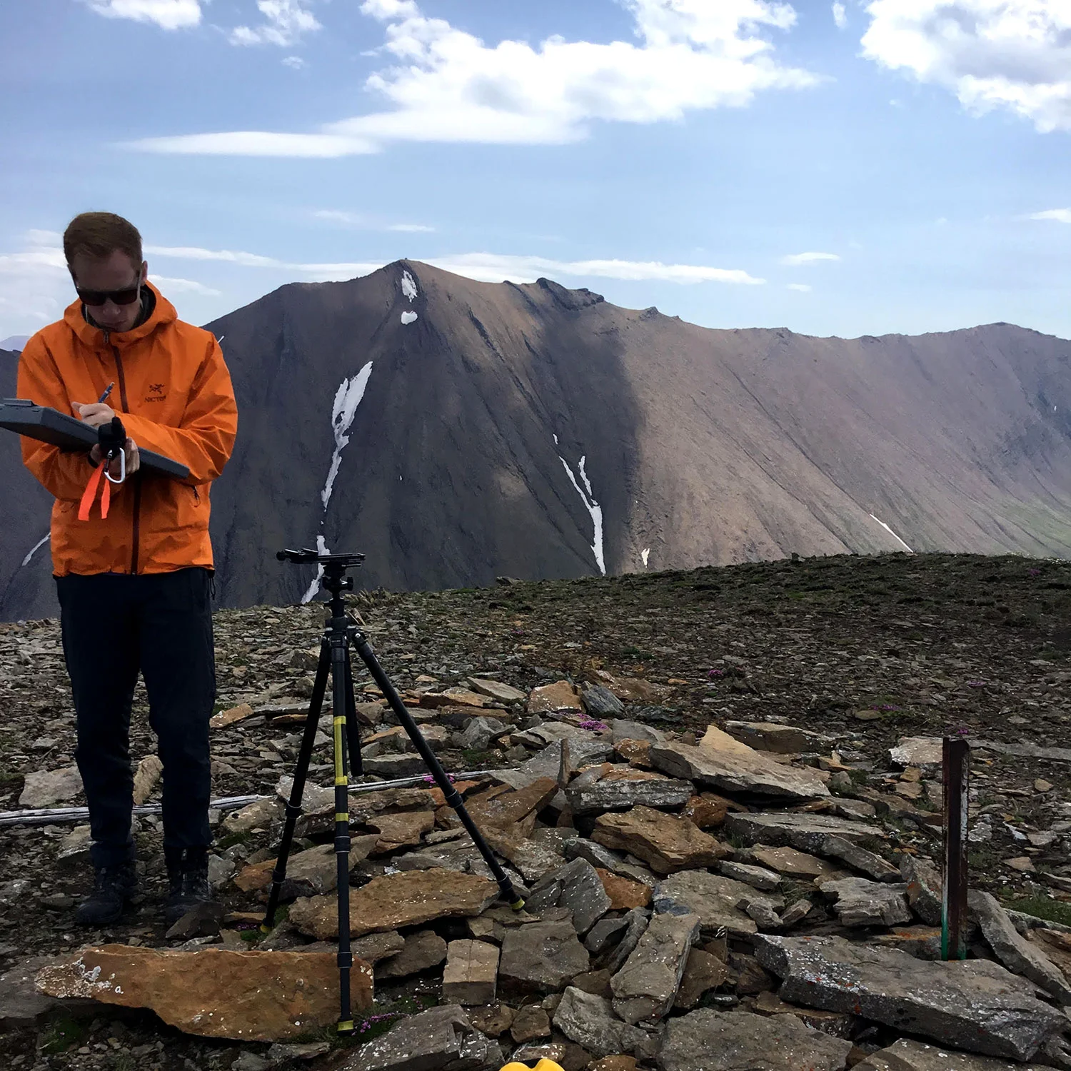 Karson Sudlow captures some notes at a repeat photography location he visited during the 2017 field season. Photo courtesy Karson Sudlow.
