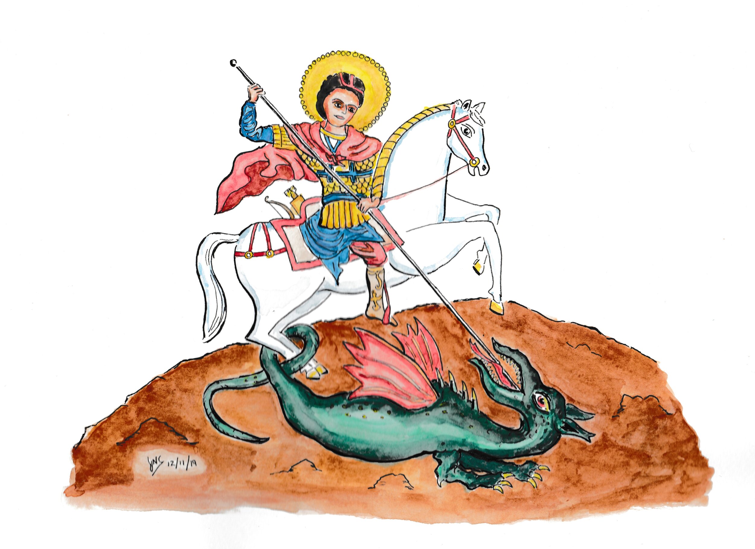 No.13 St.Kymos Slays the Monster. (After the Bulgarian Orthodox style)