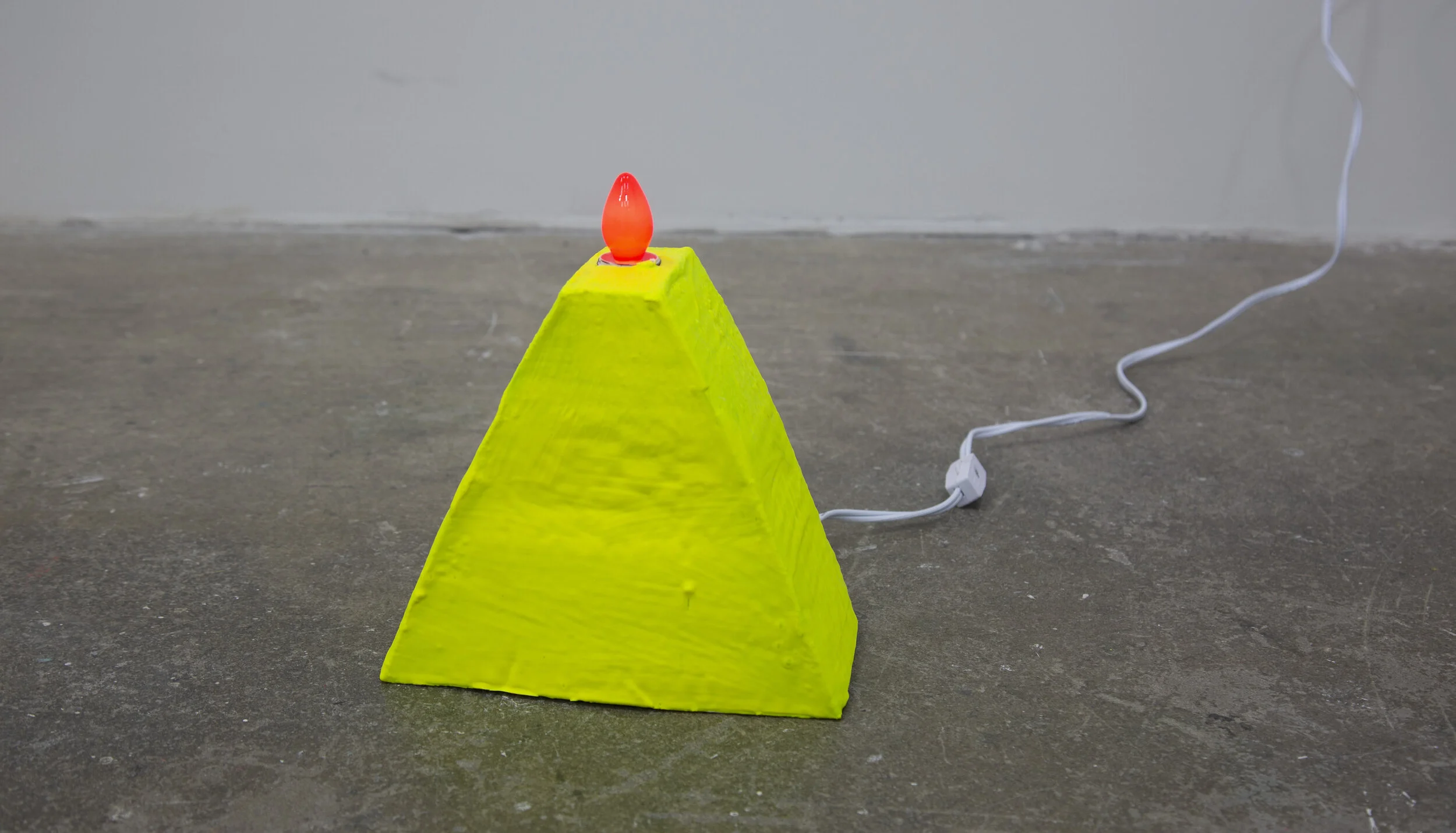 Triangle Lamp Cardboard, Aqua resin, acrylic paint, found lamp, 2019