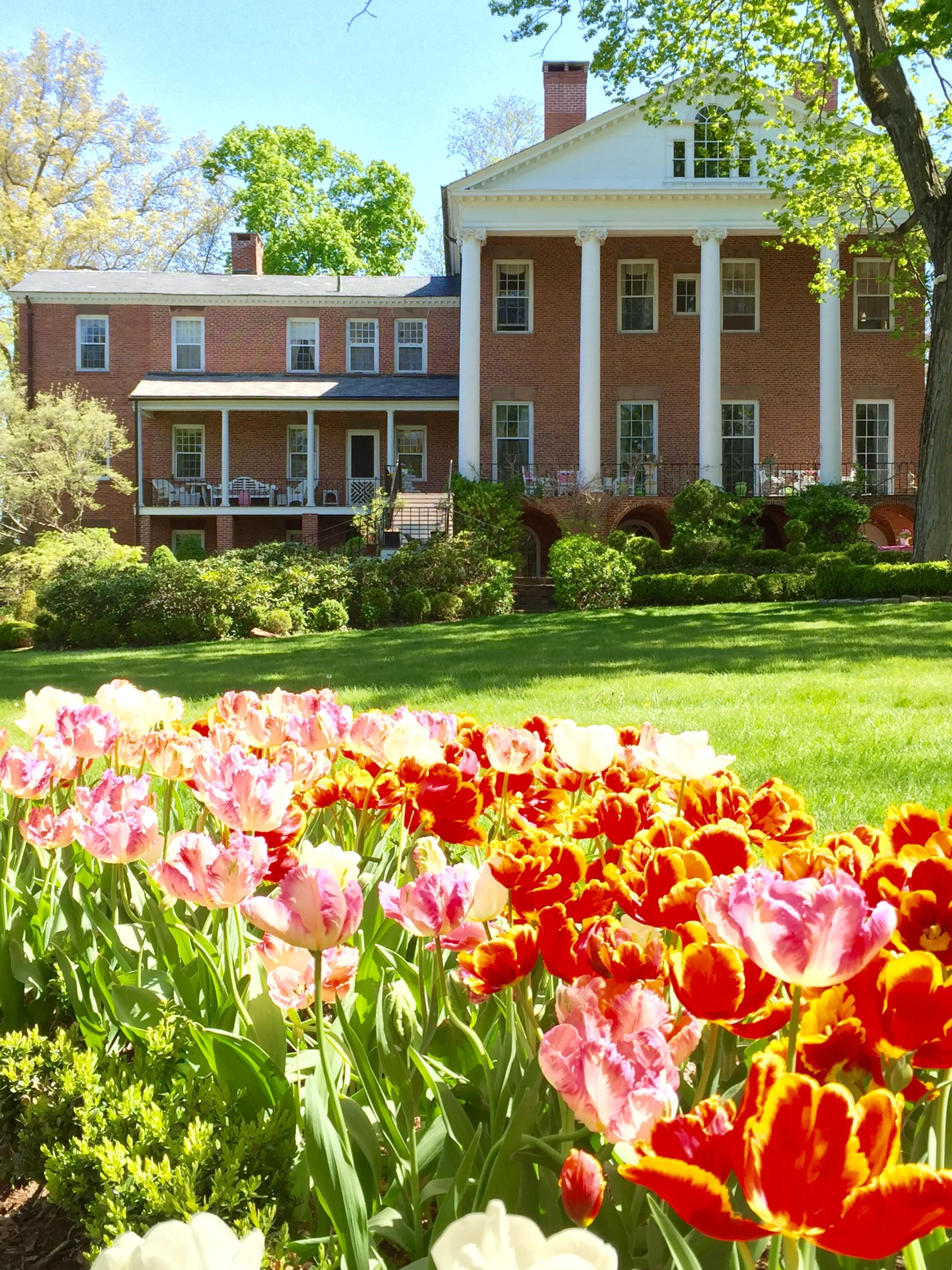 View of Fox Hall in Farmington, Connecticut in the Springtime.