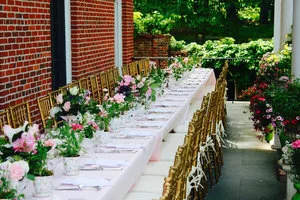 A beautifully decorated tablescape on the verandah at Fox Hall, for a luncheon hosted by Holly Holden for Lady Carnarvon of Highclere Castle.It’s all the tiny little details that makes this tablescape so lovely. Just inspiring!