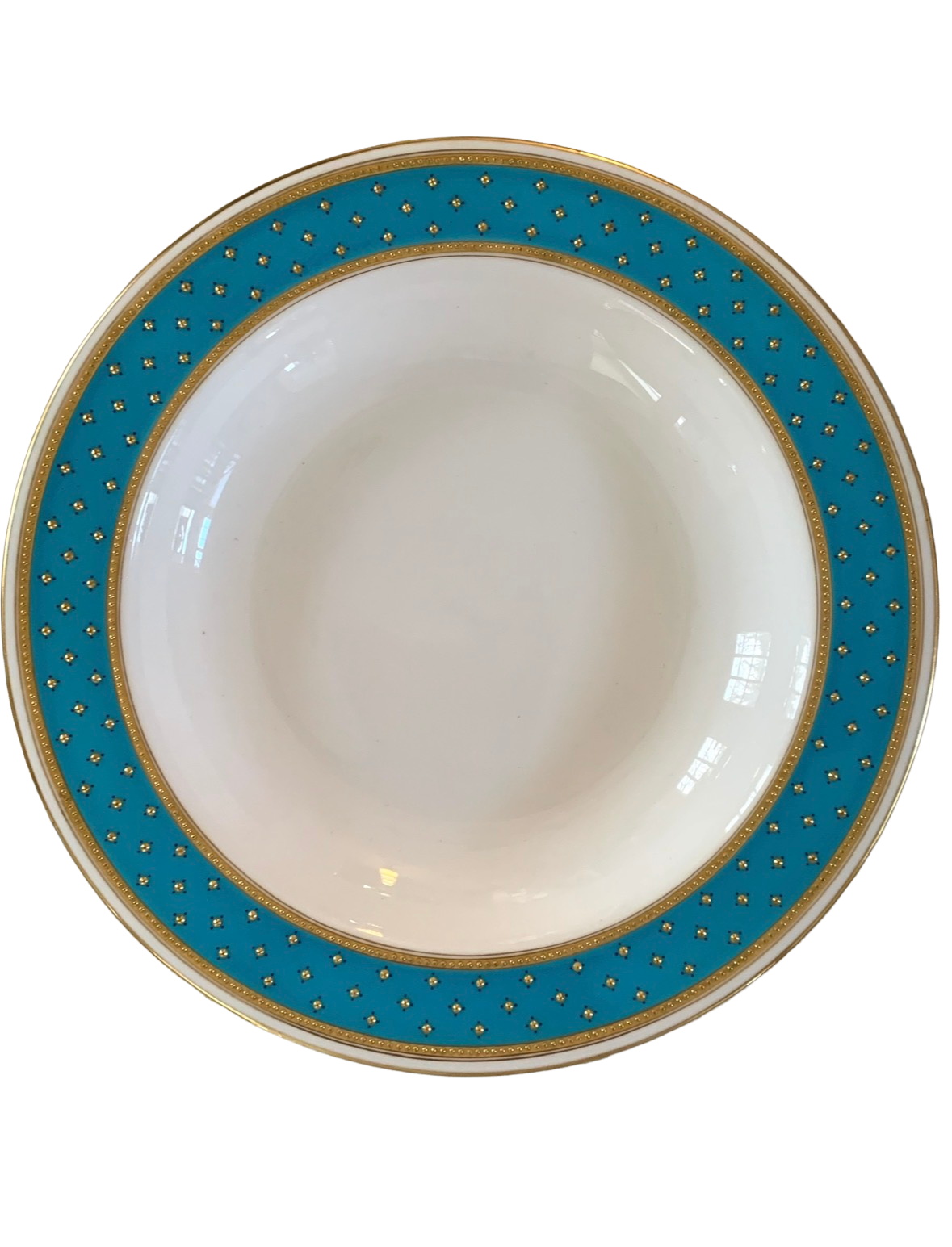 Antique French Aqua and Gold Porcelain Bowls, Set of Six