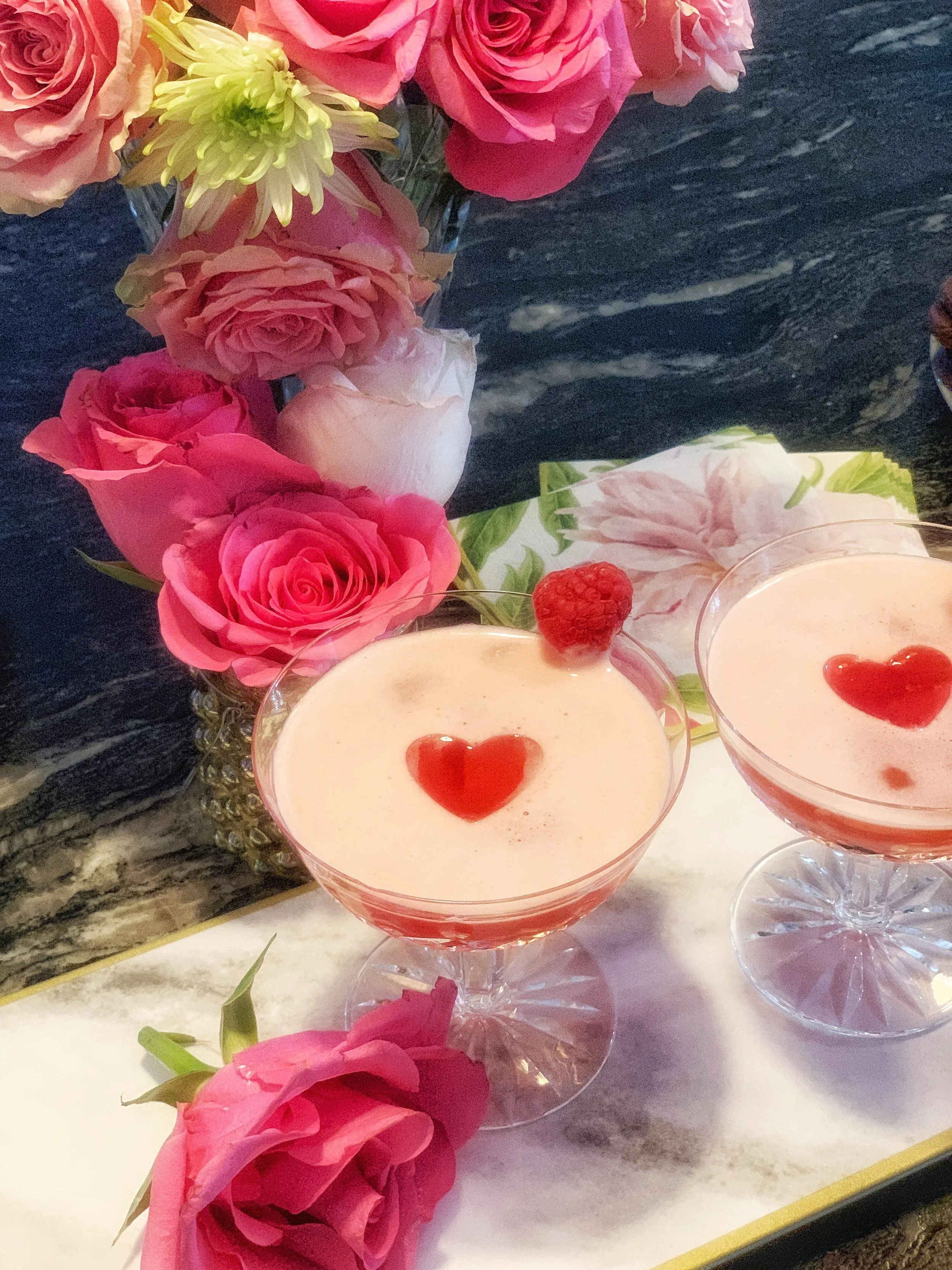Valentine’s Day Pink Lady Cocktail