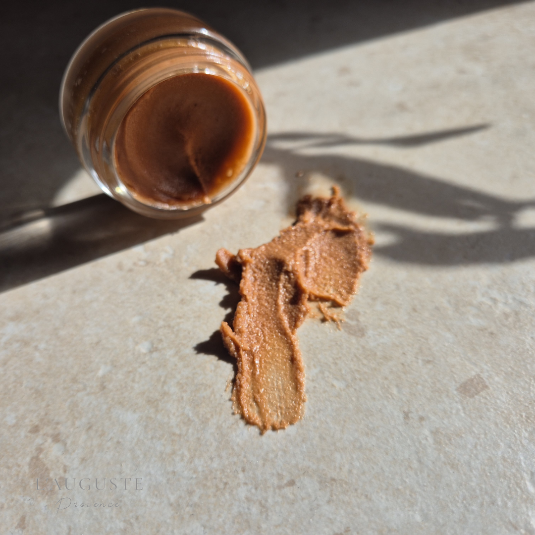 Rich botanical skincare cream texture showing concentrated waterless formulation and artisanal quality