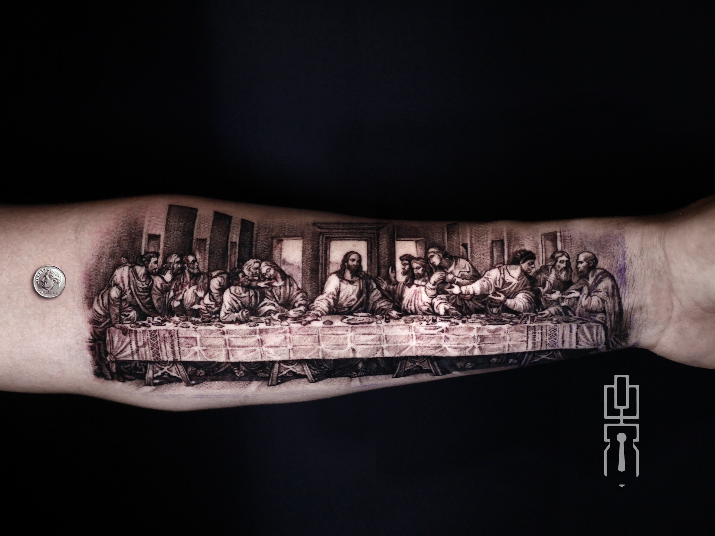 the last supper tattoo black and white dime 5.jpg