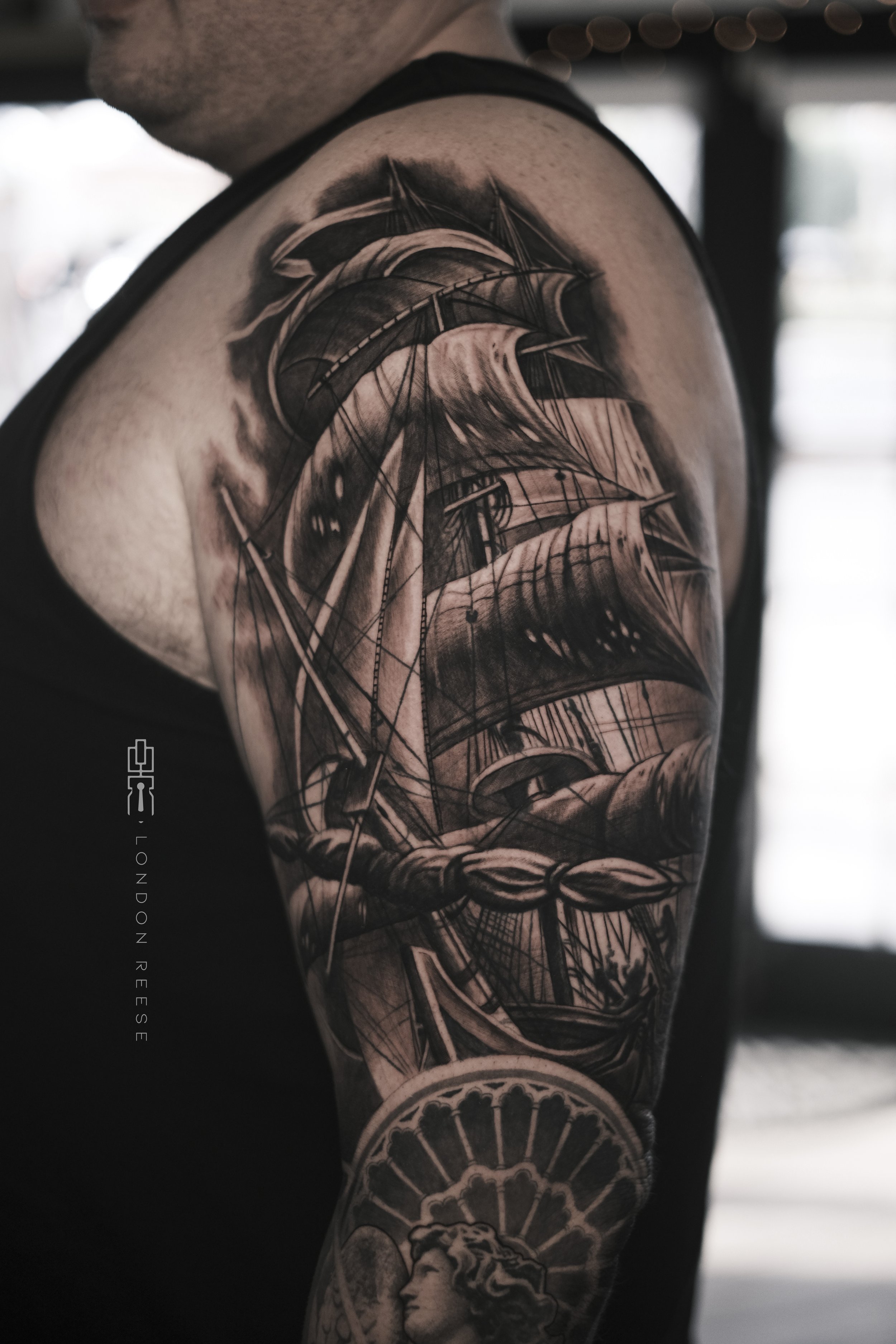 pirate ship black and grey tattoo.jpg