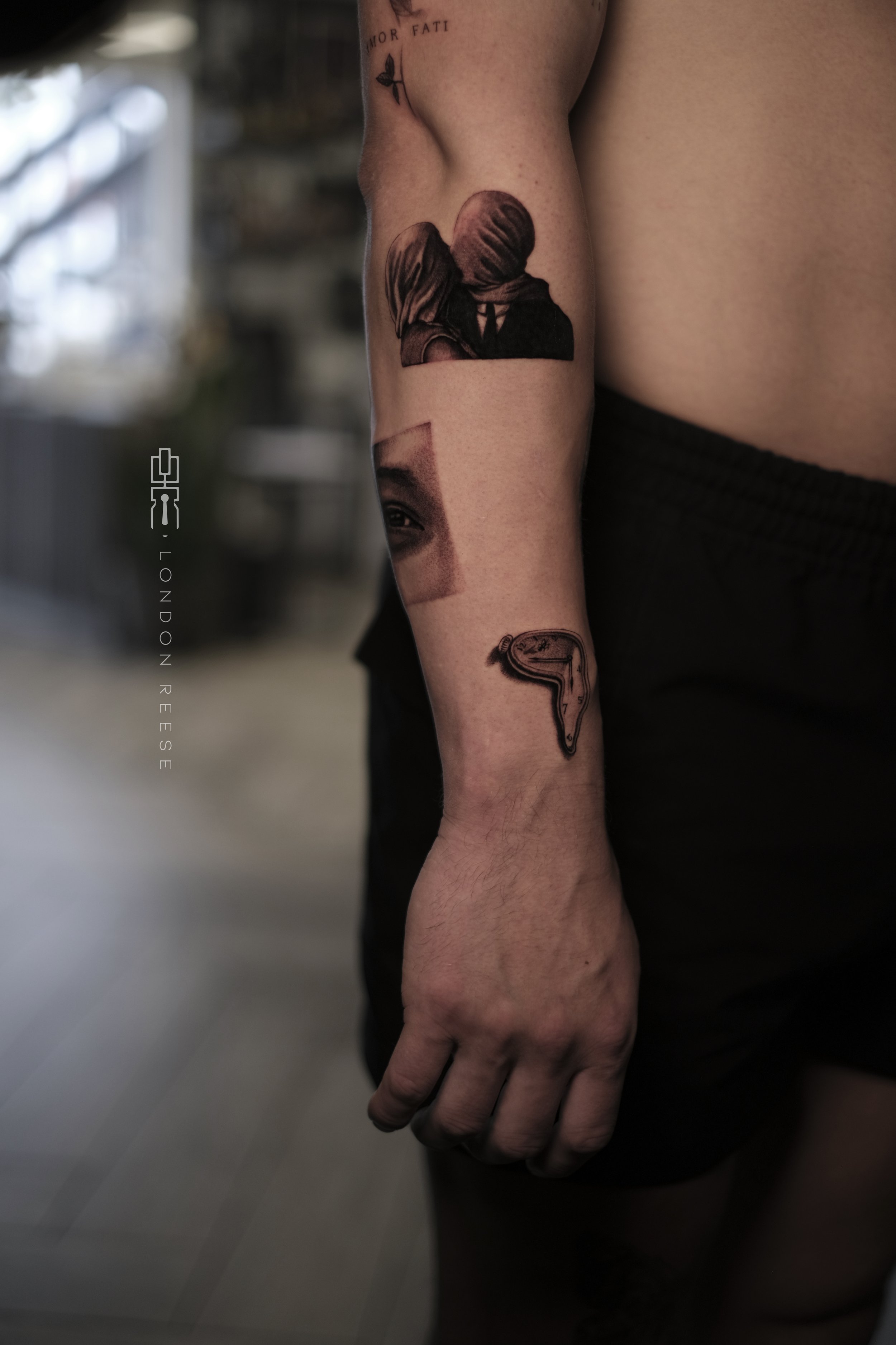 the lovers dali clock tattoo mini tattoos.jpg