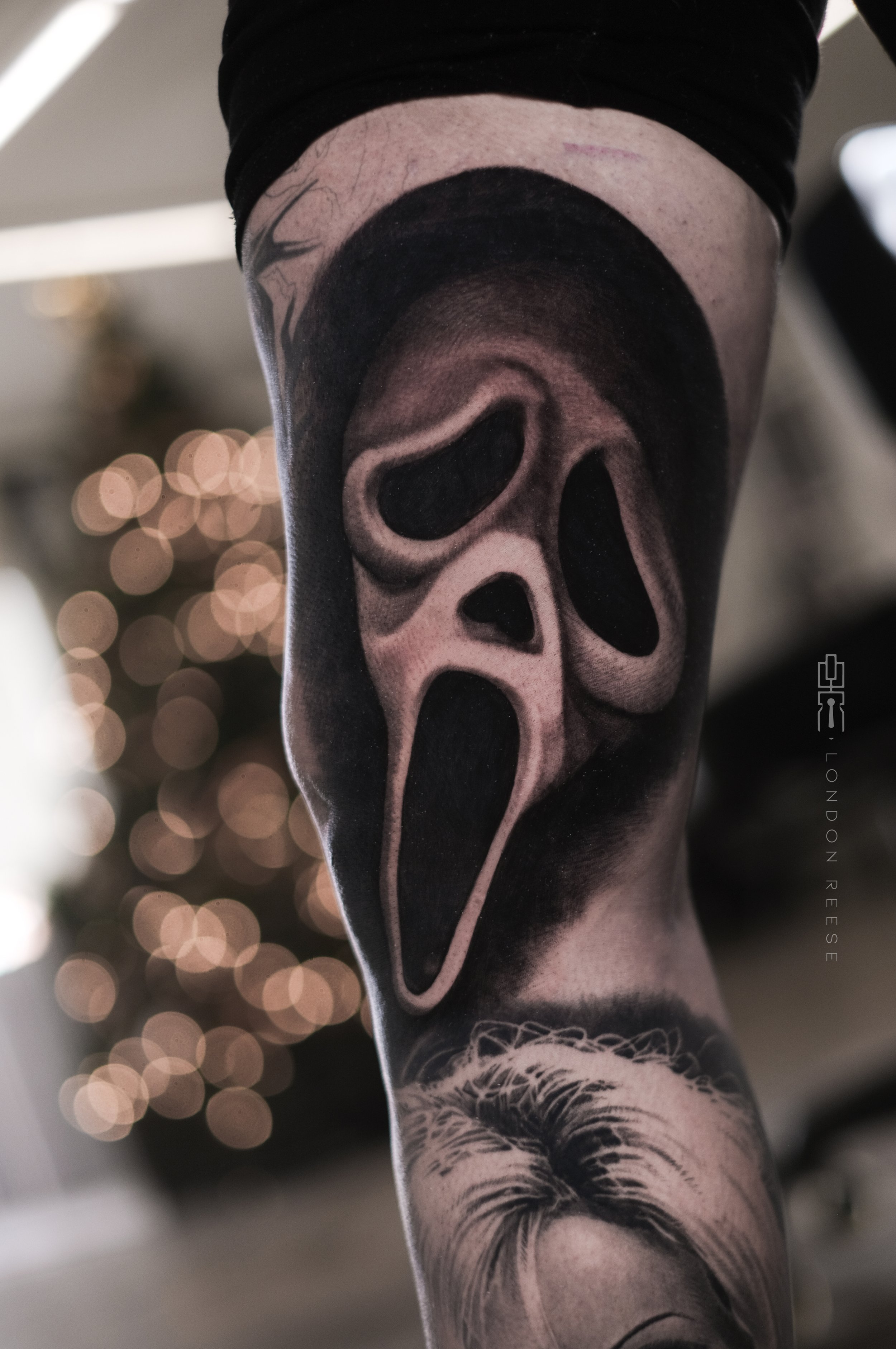 ghostface scream mask tattoo knee.jpg