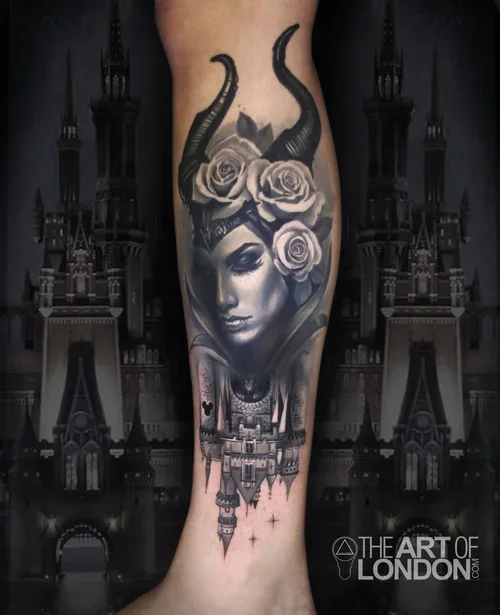 maleficent+disney+castle+tattoo.webp