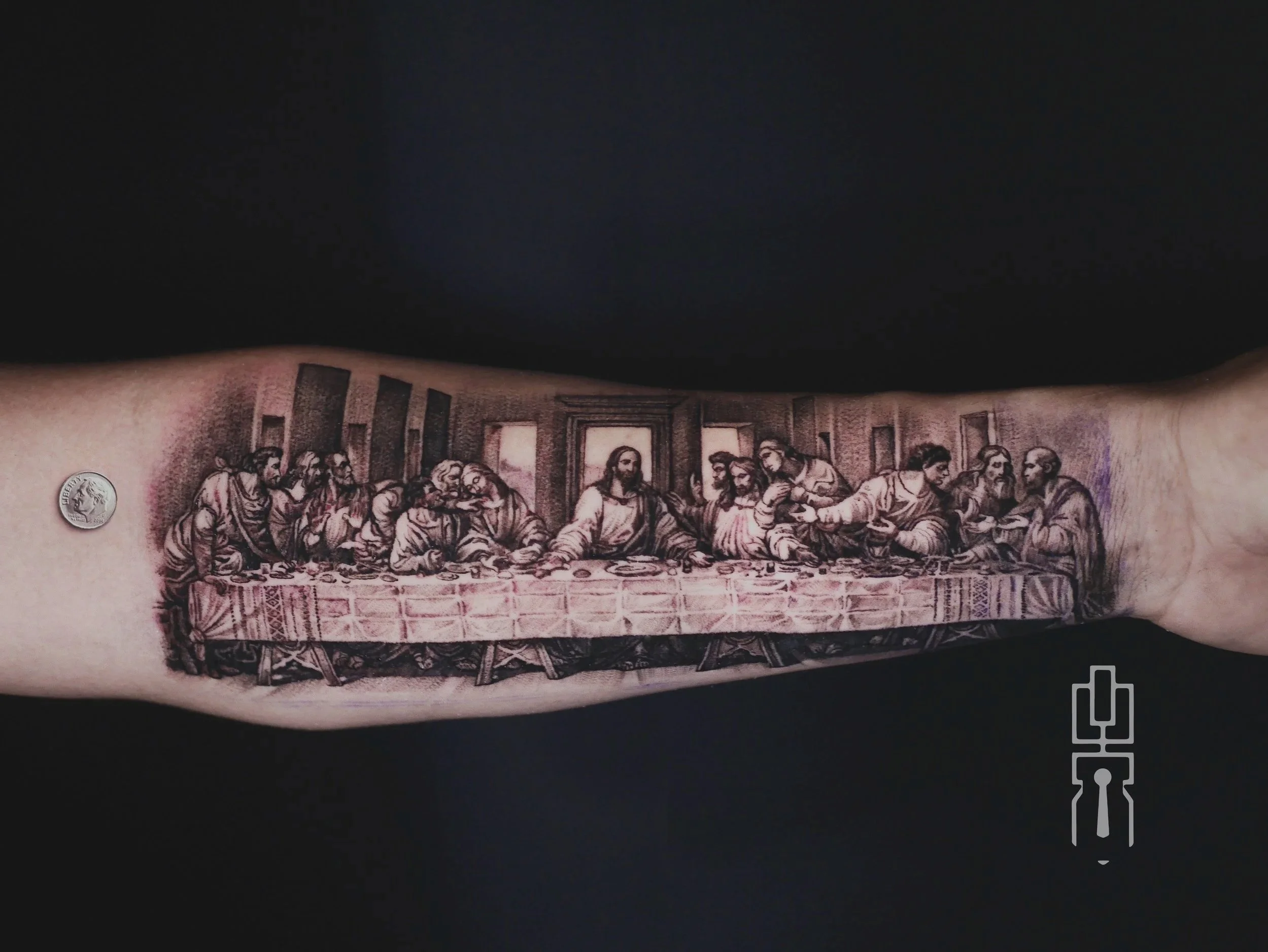 the last supper tattoo black and white dime 5.jpg