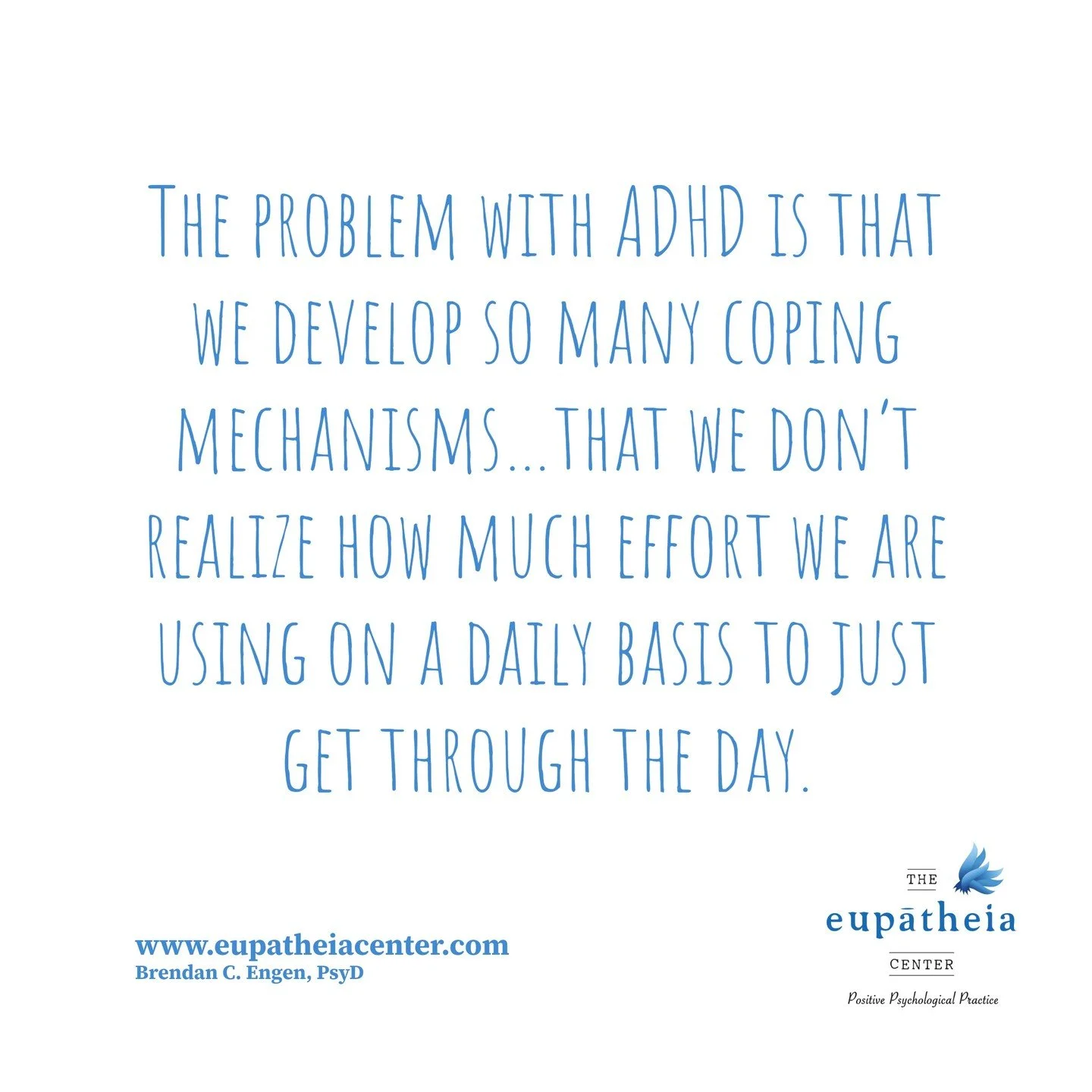 Instead of coping...get proper diagnosis for proper treatment with Brendan C. Engen, PsyD. Serving GA and North FL.
#adhdevaluations #adhd #adultadhdevaluations #adhdawareness #brunswickga #clinicalpsychologist #eupatheiacenter #brendanengen #psychol