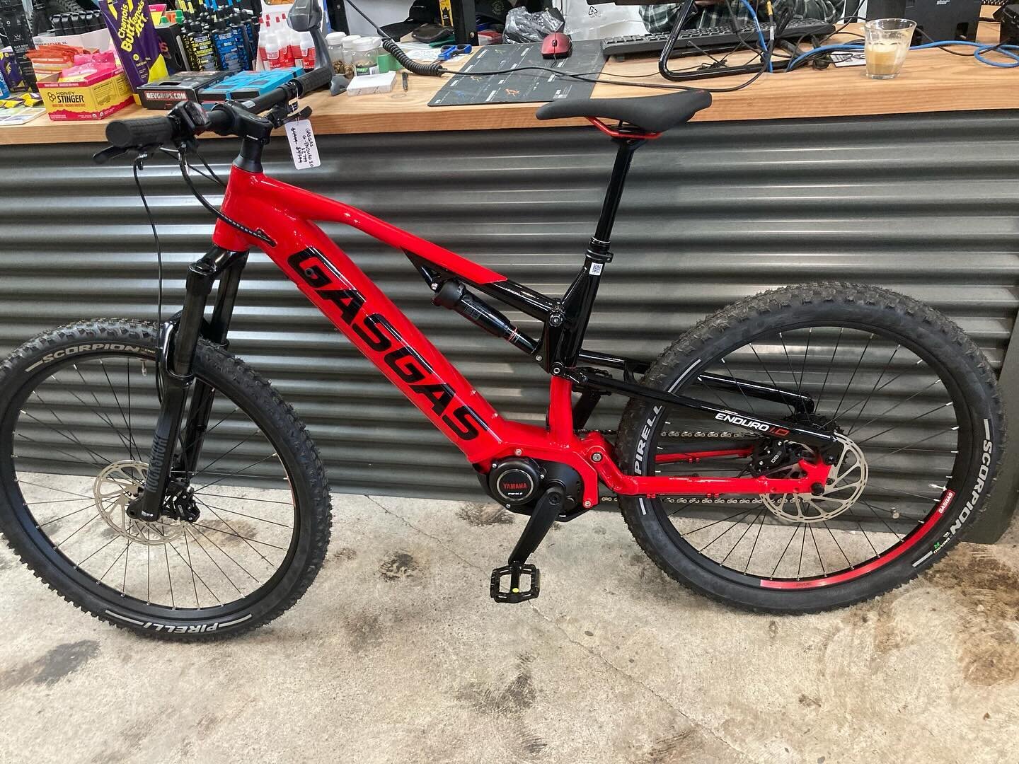 Amazing deals on GasGas and Husqvarna e-bikes at both locations including this full suspension G-Enduro 1.0 electric mountain bike for $2799 plus tax!