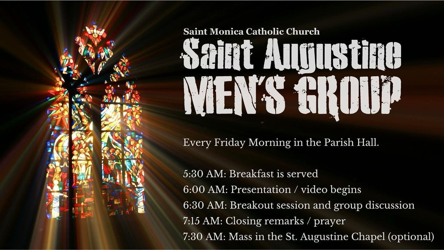 Calling all MEN!

The Saint Augustine Men&rsquo;s Group is returning after a two-year hiatus tomorrow! All men are welcome to come out and join other men from the parish for a morning of brotherhood and fellowship. Breakfast will be served beginning 