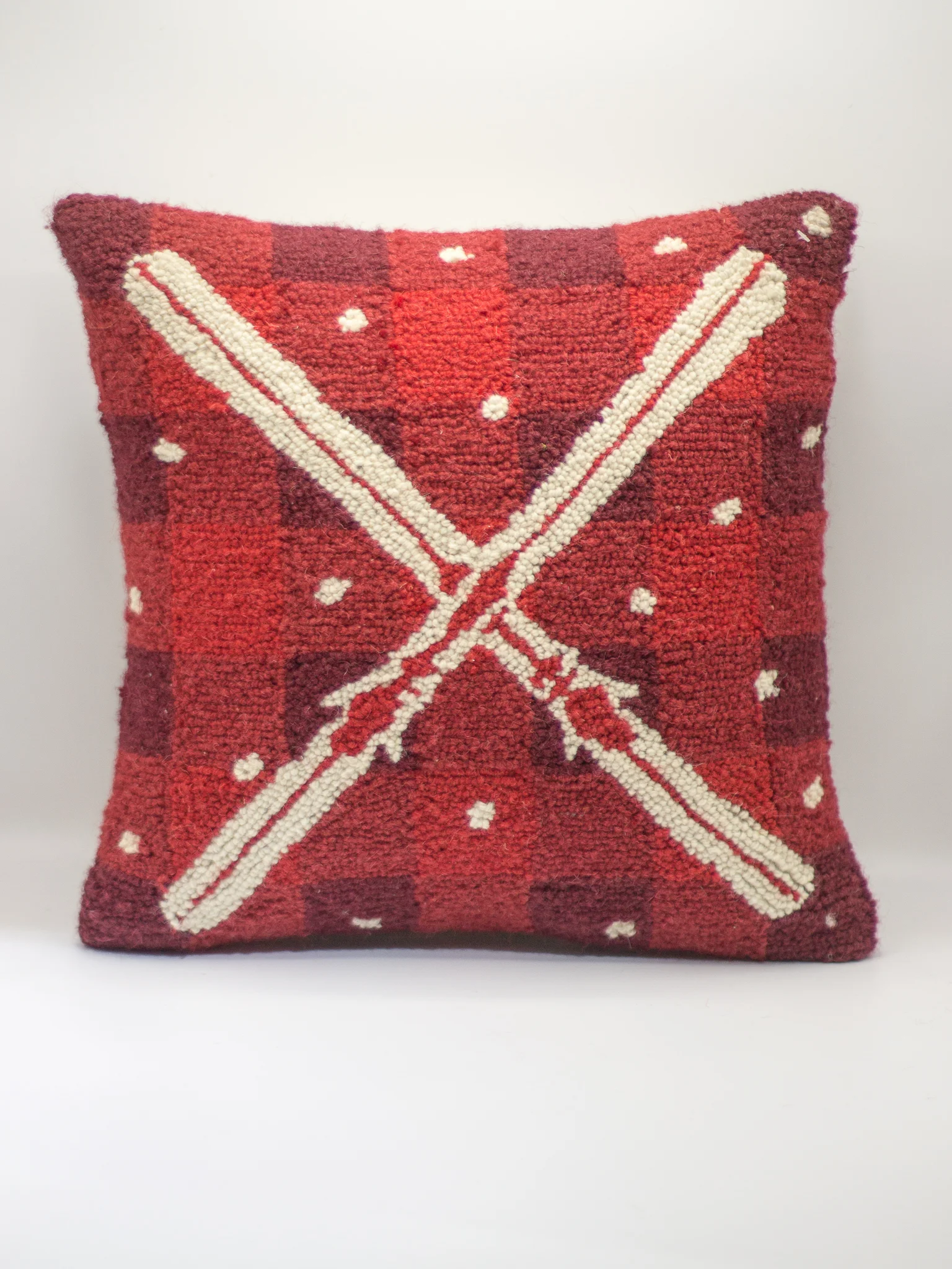 Ski Crossing Pillow - Red