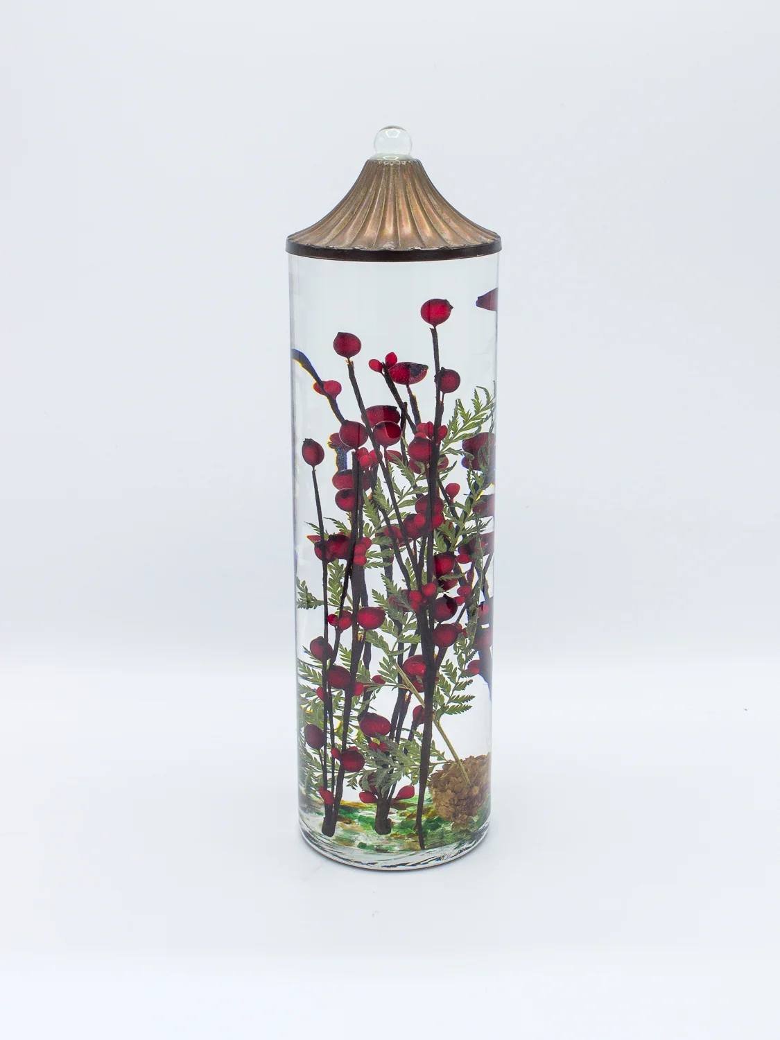 Red Berry Fern" Medium Cylinder - Forever Candle — Pacific Crest Gallery