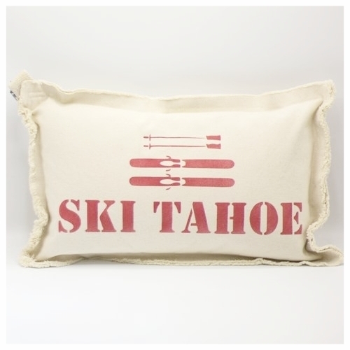 Ski Tahoe Red Lumbar Pillow