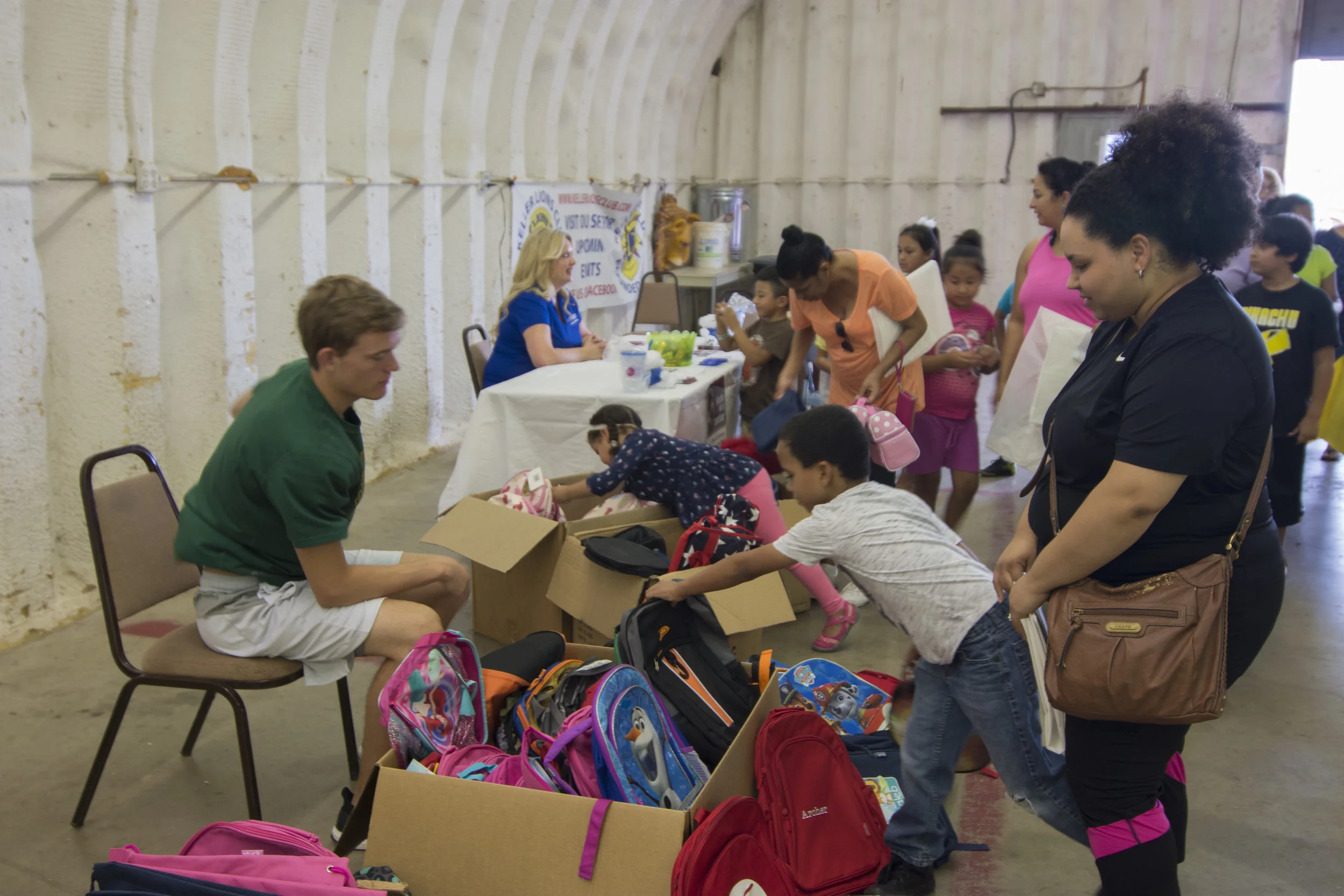 Children at our event all received new backpacks and lunch boxes for school. 