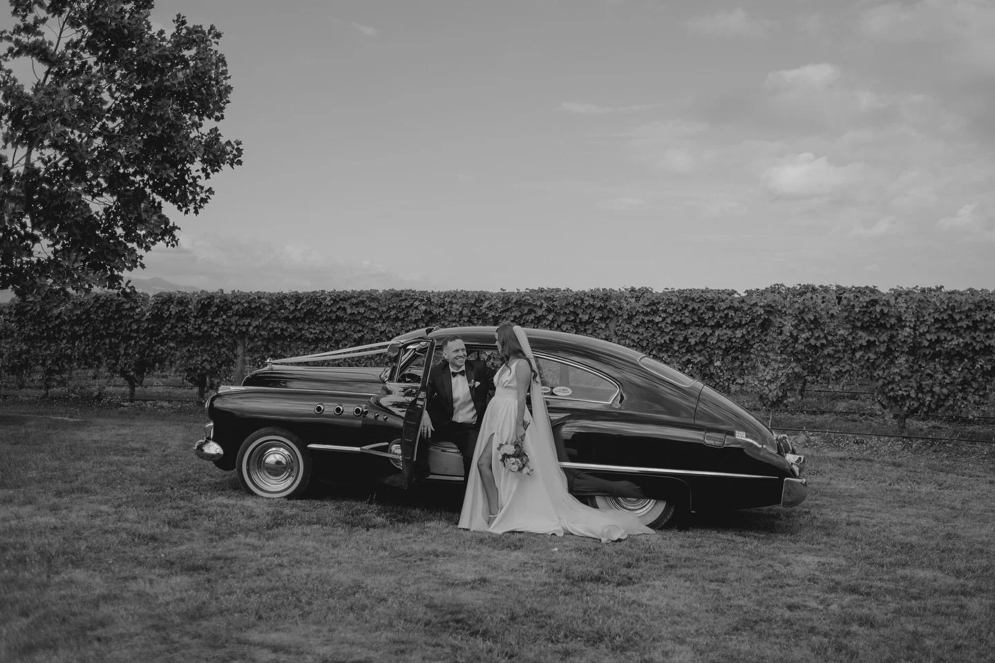 huge fan of vintage cars at weddings, and especially when paired with a b&amp;w edit ❤️&zwj;🔥