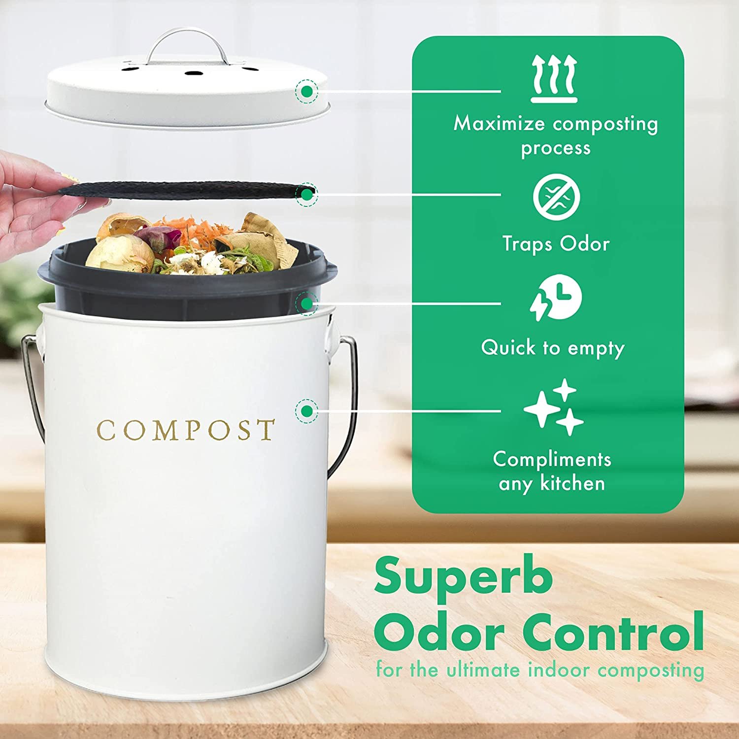 Farmhouse Kitchen Compost Bin for Kitchen Counter (Copy) (Copy) (Copy) (Copy)