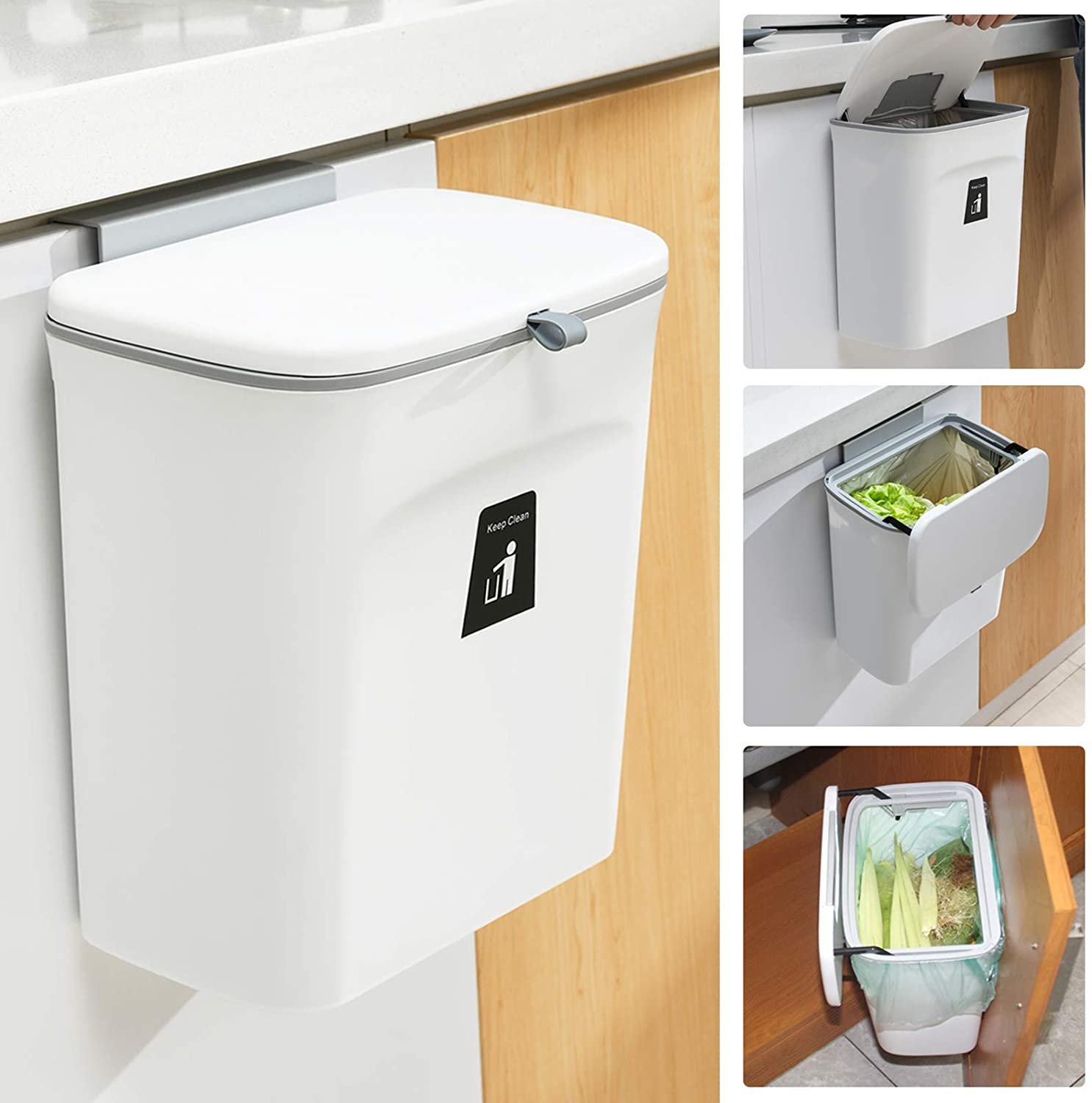 Tiyafuro Kitchen Compost Bin for Counter Top or Under Sink, Hanging Trash Can
