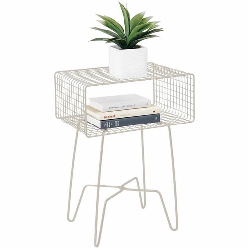 mDesign Modern Industrial Side Table with Storage Shelf - 2-Tier Metal End Table