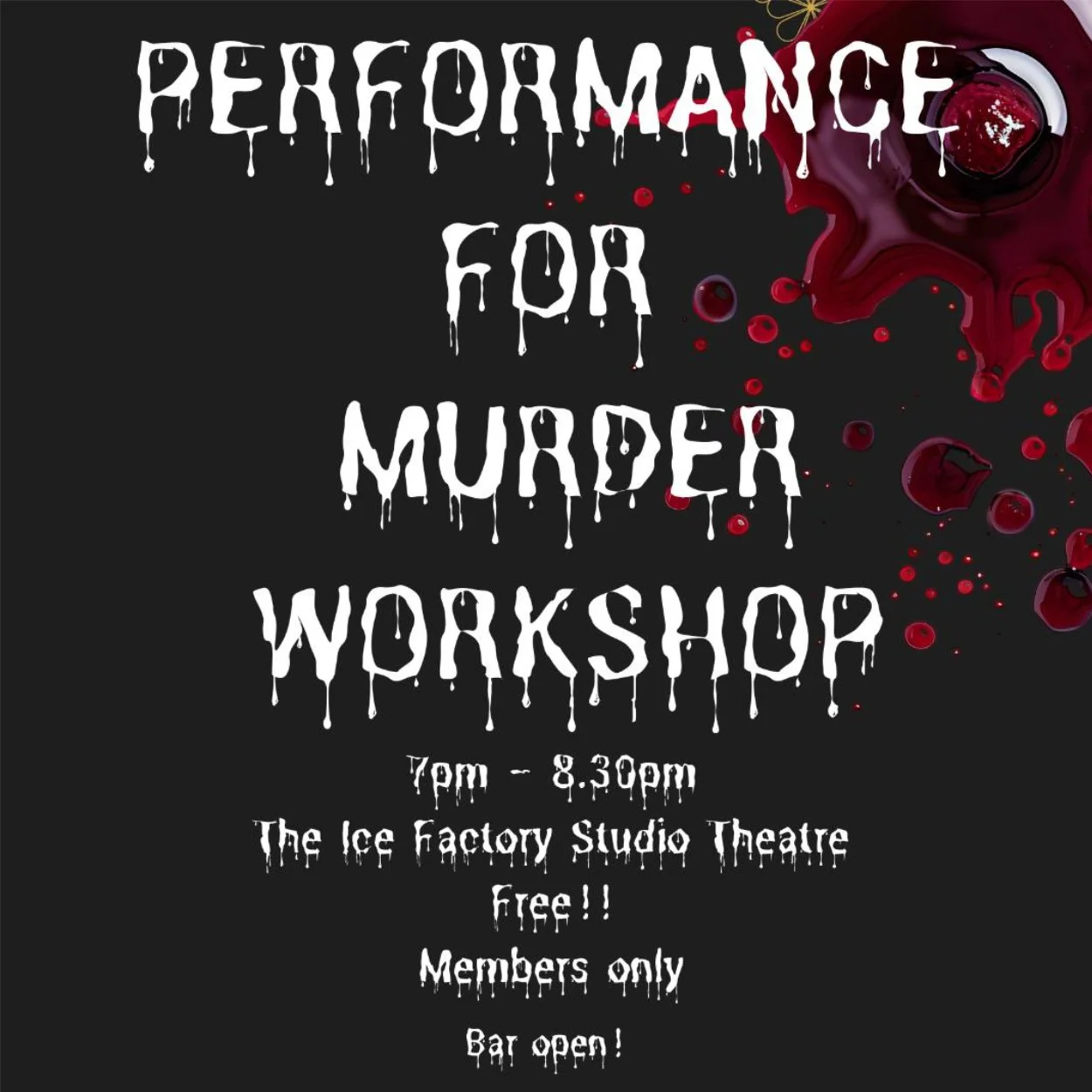Performance for Murder Workshop Teignmouth Players Members Only