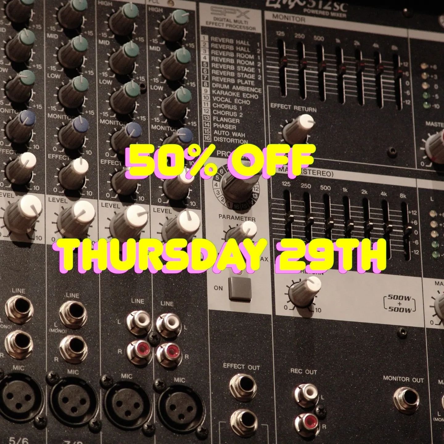 50% OFF ALL BOOKINGS TOMORROW THURSDAY 29TH SEPTEMBER

Hit the link in our bio to make a booking or call 01273 416699 or email info@monsterstudios.co.uk