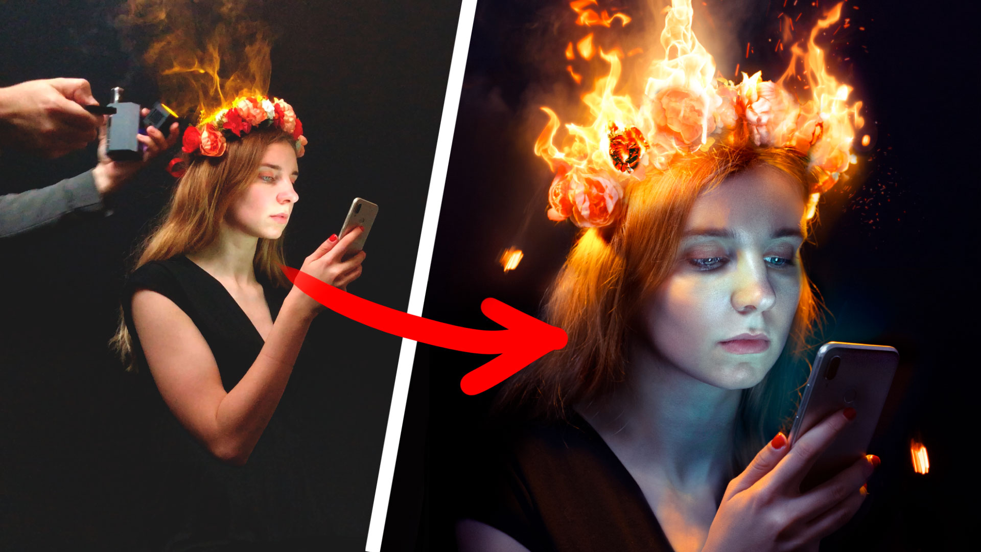 Photographer sets his model on fire