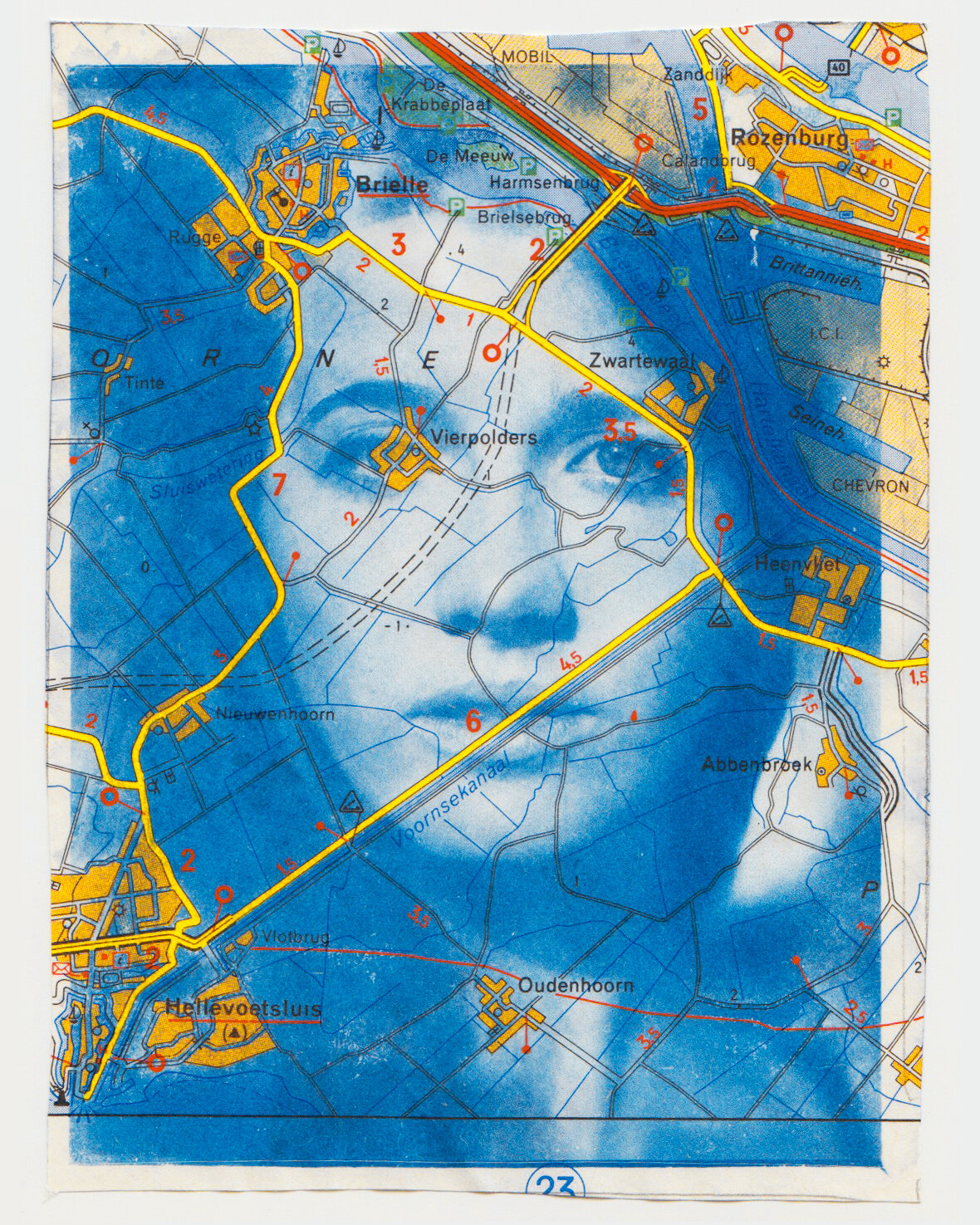  Borders is a series of portraits printed on vintage paper maps using the cyanotype process.   You can order a printed version here  