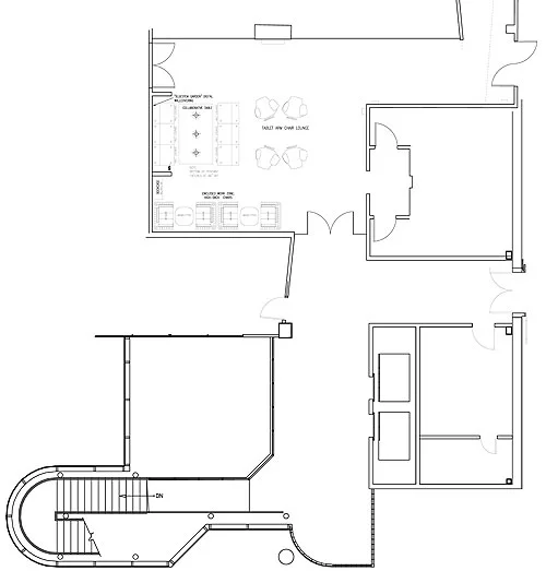 Lobby and Collaborative Space Commercial Interior Design and Floorplan