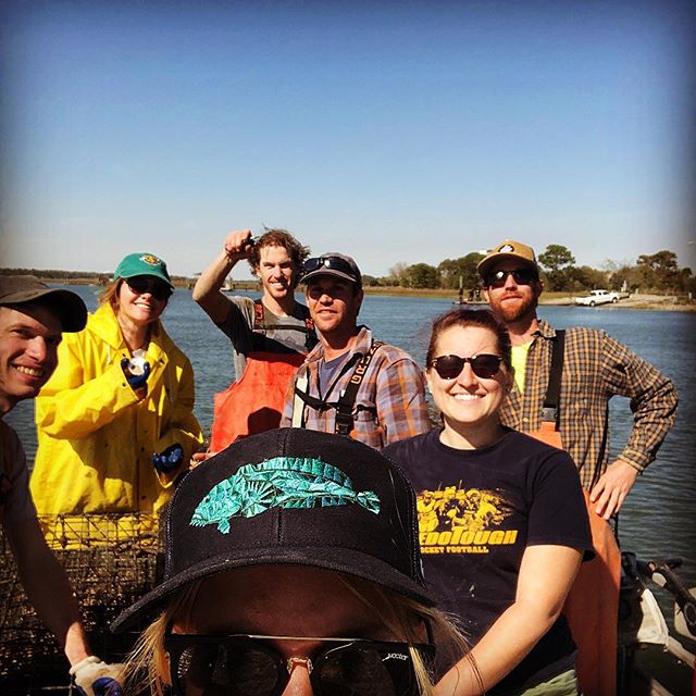 Applied Mariculture! Had a great day showing @cofc_mesprogram students how to air dry barnacles and spat off our oysters to keep them growing as beautiful, healthy, and sustainable salty singles! #education #tastetheperks #marshlife #cofc #students #