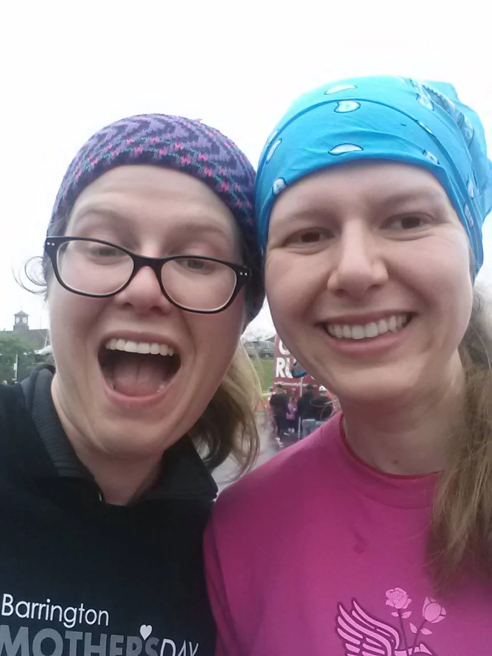 Me and my sister after a race. Sorry sis, it's a much better picture of me than you. You can use bad pictures of me for your blog. Oh wait. You don't have one. Photo credit: Susan B. Slamthony