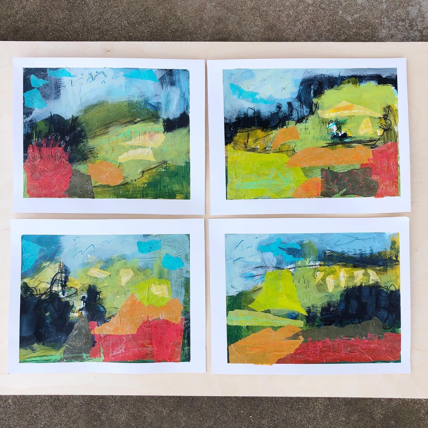 Playing around with mixed media landscapes. I&rsquo;ve not posted these to my website. If interested in any of these, message me.