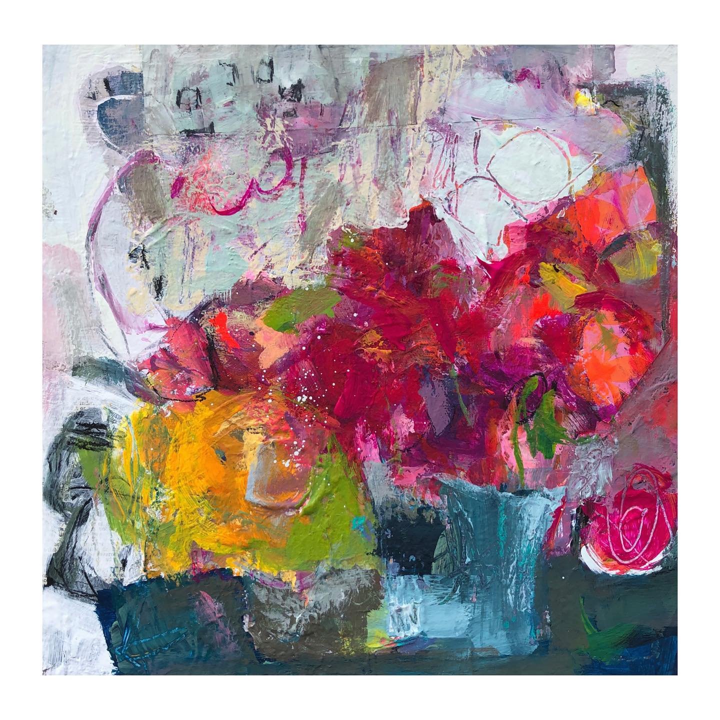 I love giving old art a new life! Just painted over a tiny piece from years ago and I'm obsessed with the texture. Layers upon layers of history!

Splendor 10 x 10 x 1.5&rdquo; canvas. Acrylic/mixed media

Website: elizabethchapmanartwork.com