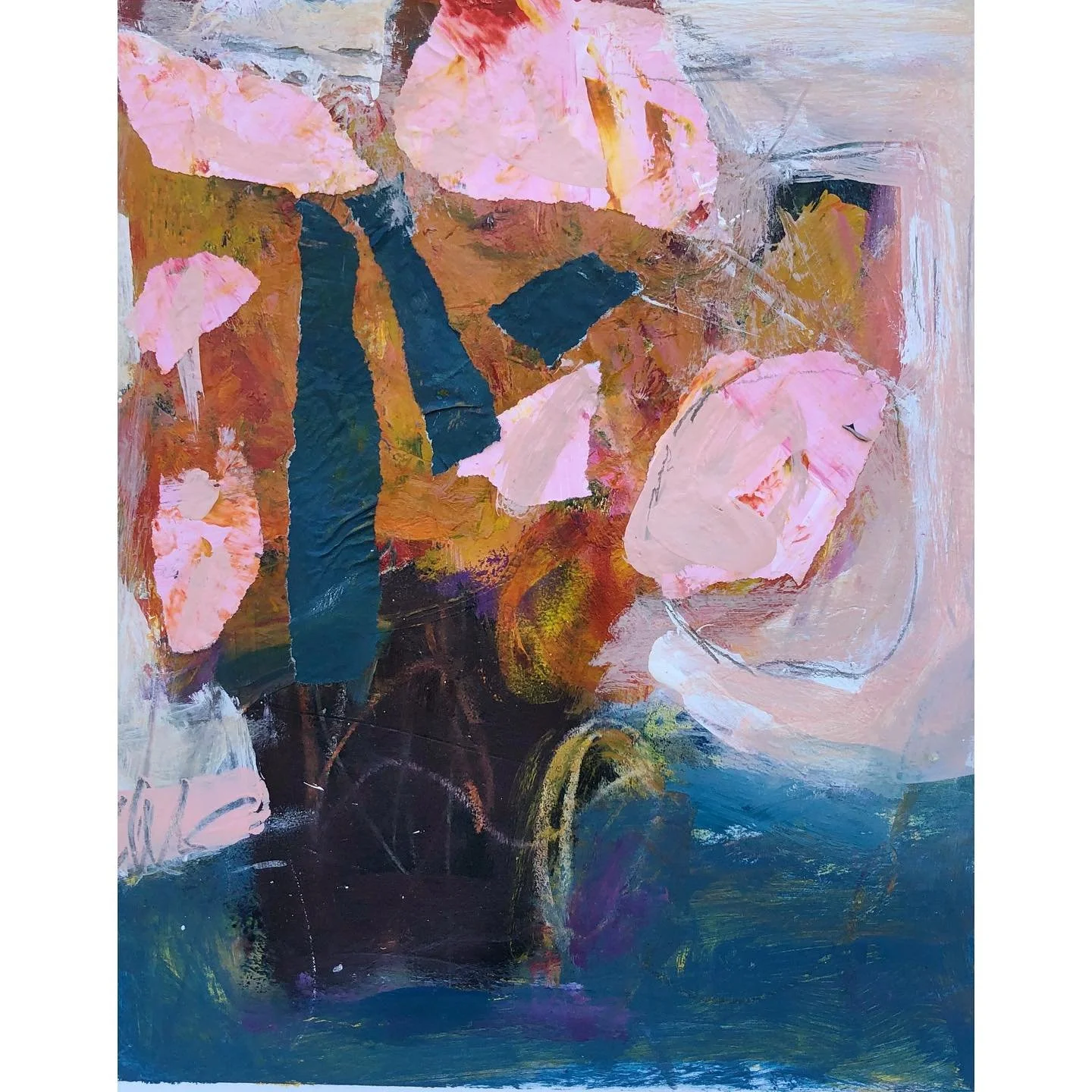 PetalPlay. 6 x 7&rdquo; mixed media.