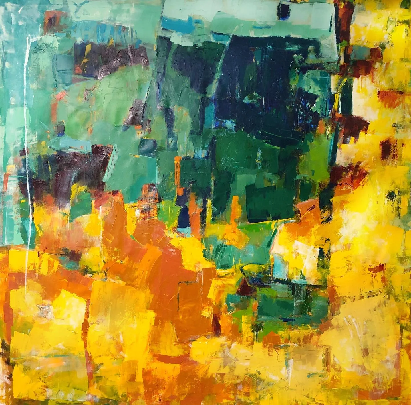 A commission that was recently completed! Painted on a canvas measuring 63 x 63 inches. A few on the wall interior shots and some of my favorite details.👉

A huge THANK YOU to Linda! This one was inspired by several paintings of mine that she loved 