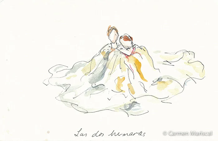  Dibujos y acuarelas realizadas por Carmen Mariscal durante los ensayos de Grito/Je Crie&nbsp;de Ximena Escalante en el Nouveau Théâtre du Huitième, Lyon, Francia  © Carmen Mariscal  