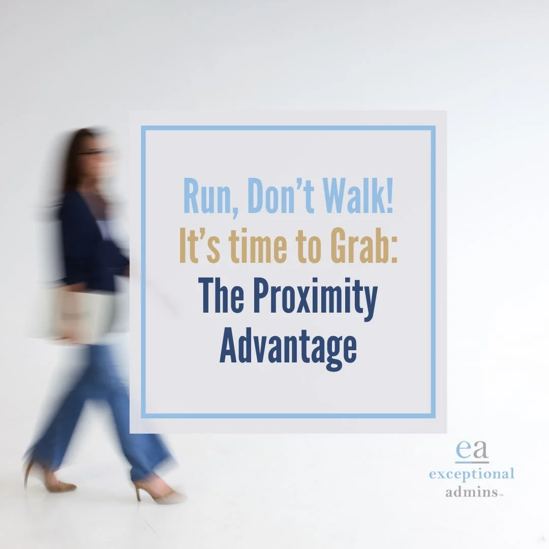 It&rsquo;s Live! Grab a Copy today.
_________
Title: The Proximity Advantage
Subtitle: Seeing More, Learning More, Becoming More in Executive Operations

➡️ There are MANY admin books that were written to help admins be better at &ldquo;calendar mana
