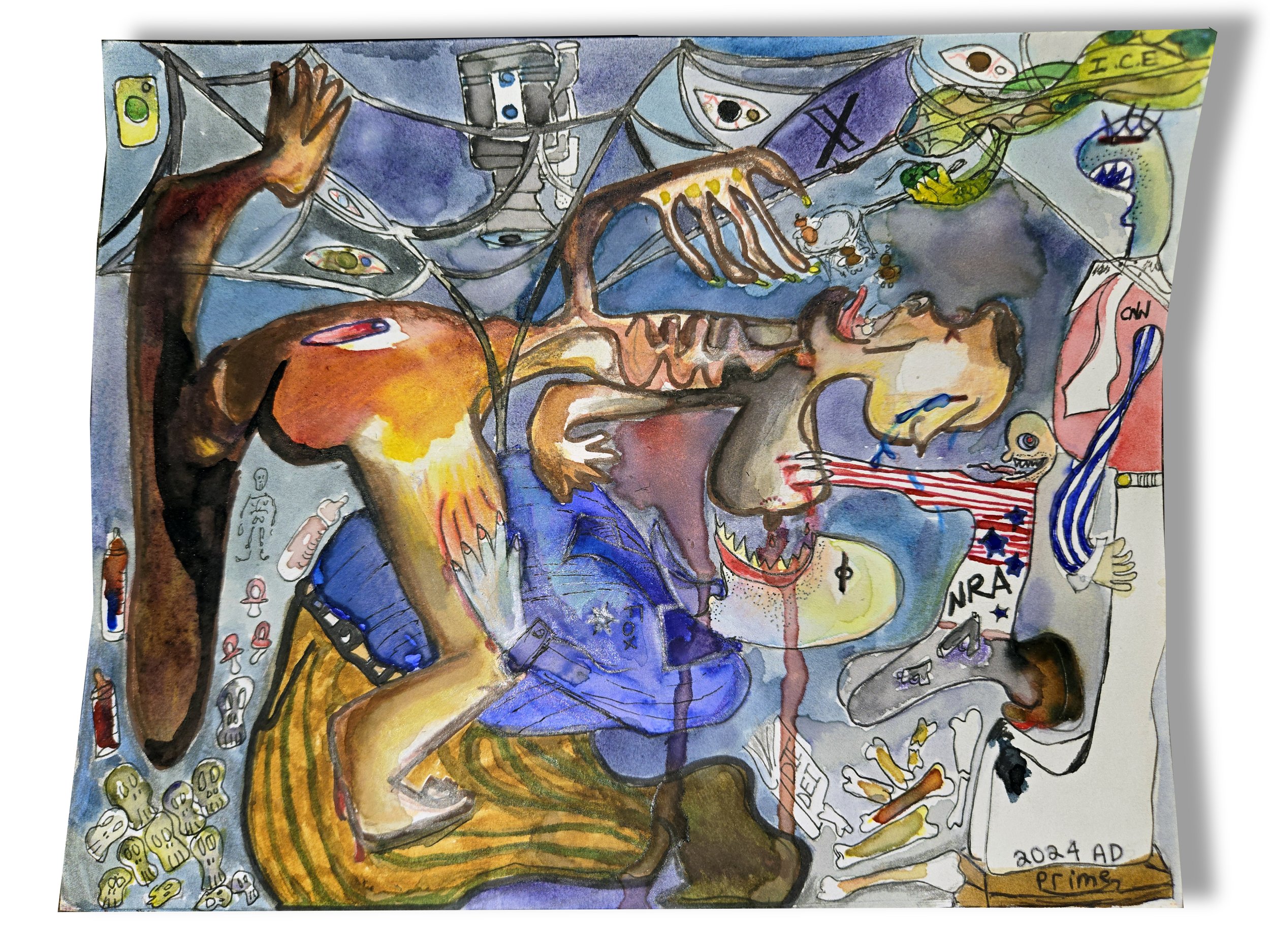 Guernica Prime AD 2026 , Water Color on Cotton Paper
