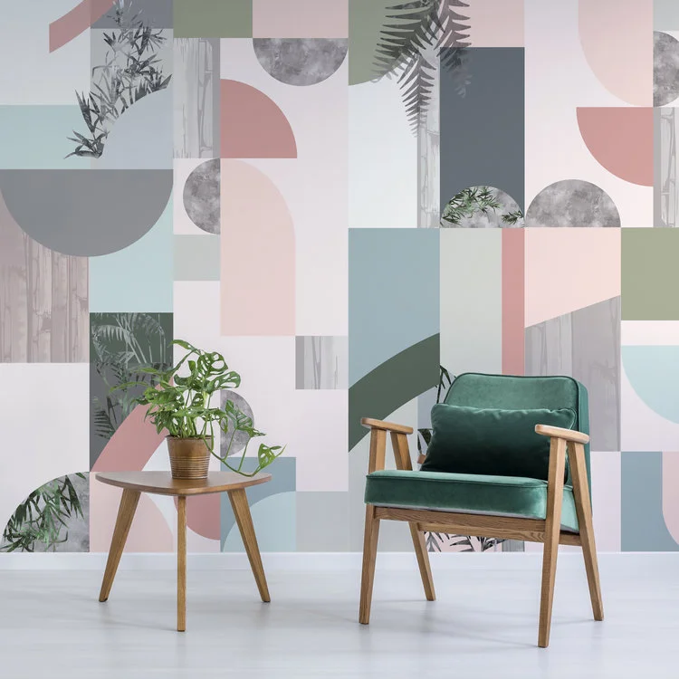 Design combination featuring Half Moon and Reflections Wallpapers.