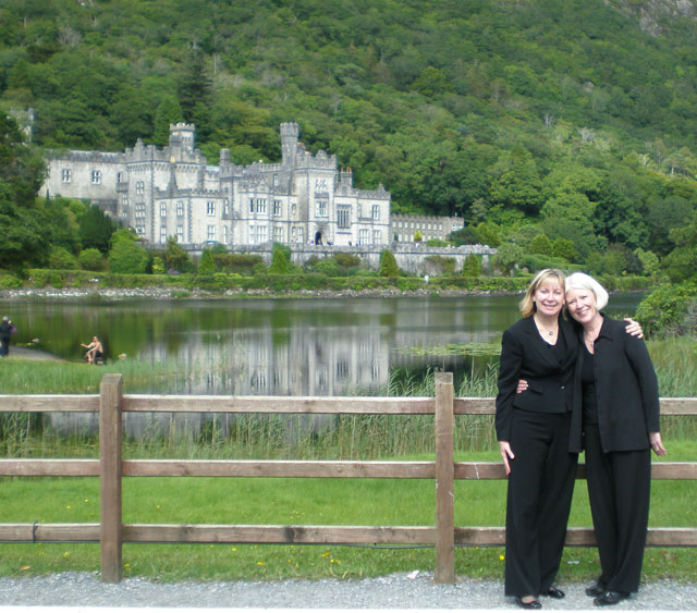 Sharyn Byer and Paige Long (Sub contra in G flutists) at Kylemore Abbey