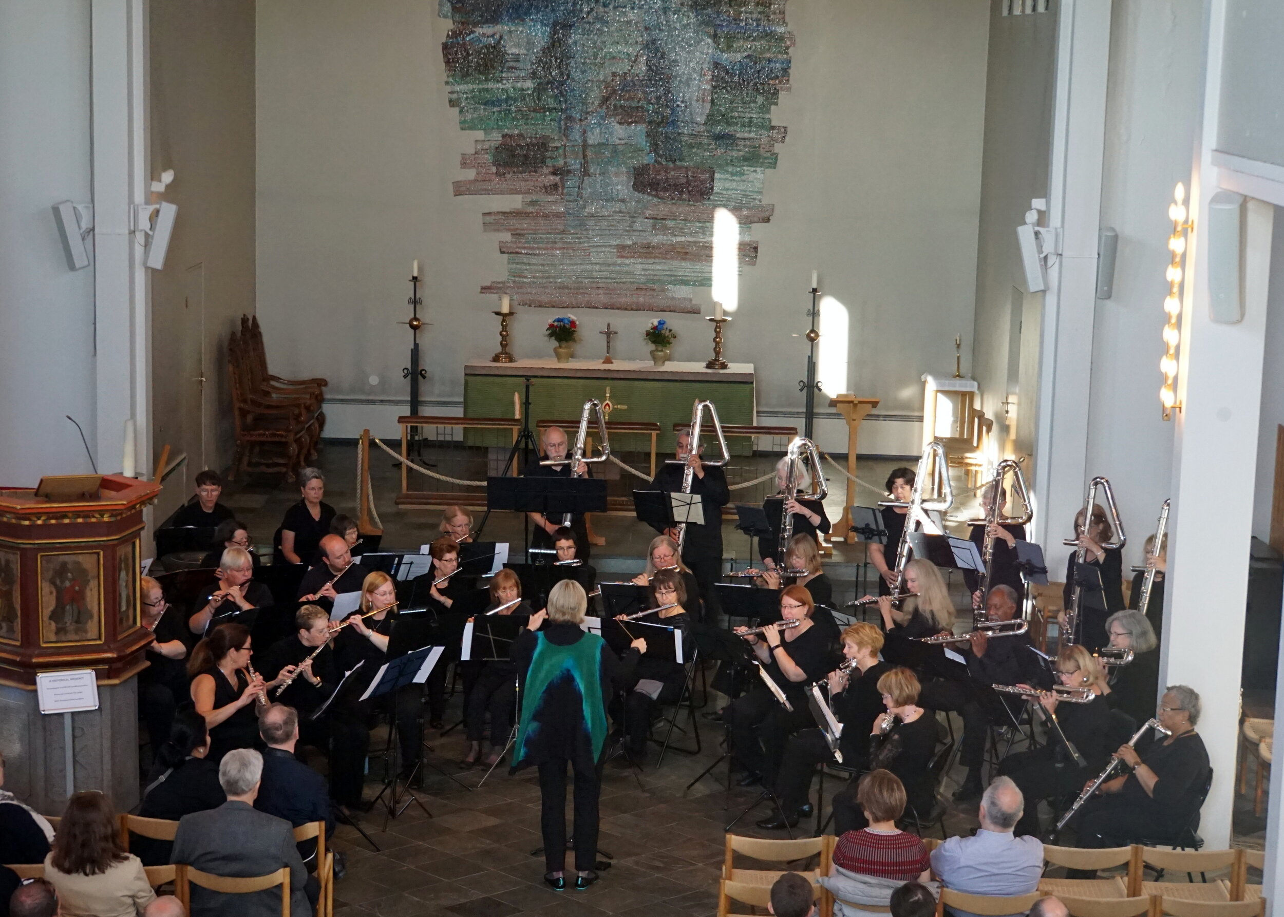 Metropolitan Flute Orchestra performing in Skalholt Cathedral in Skalholt.