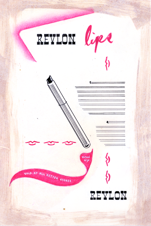 Layout comp for a Revlon ad designed by Marilyn.
