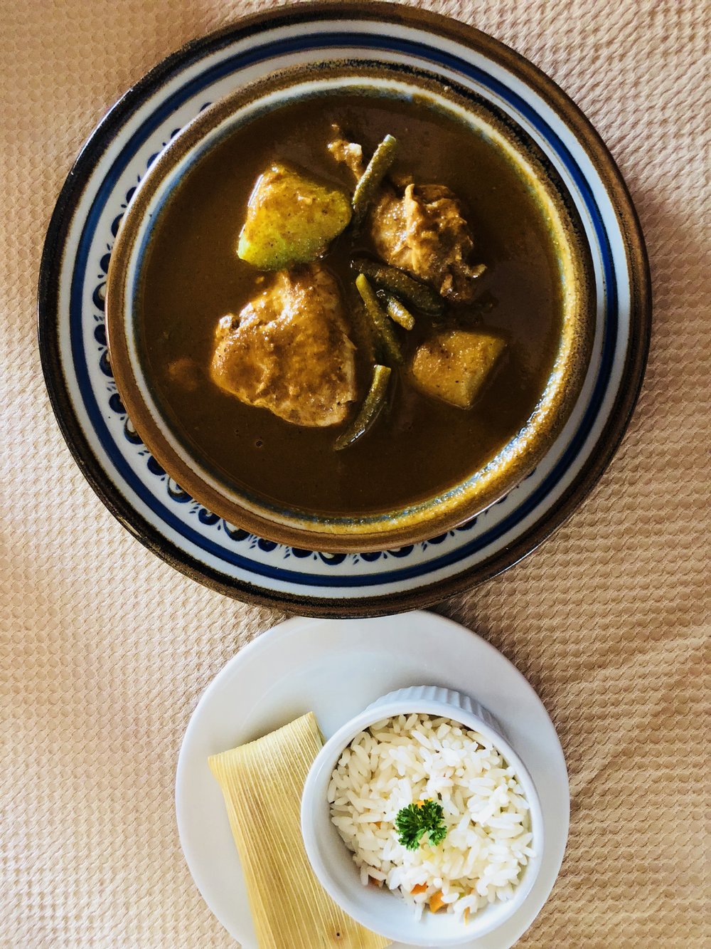 Chicken Pepian: Chicken in spicy pumpkin and sesame sauce, the national dish of Guatemala