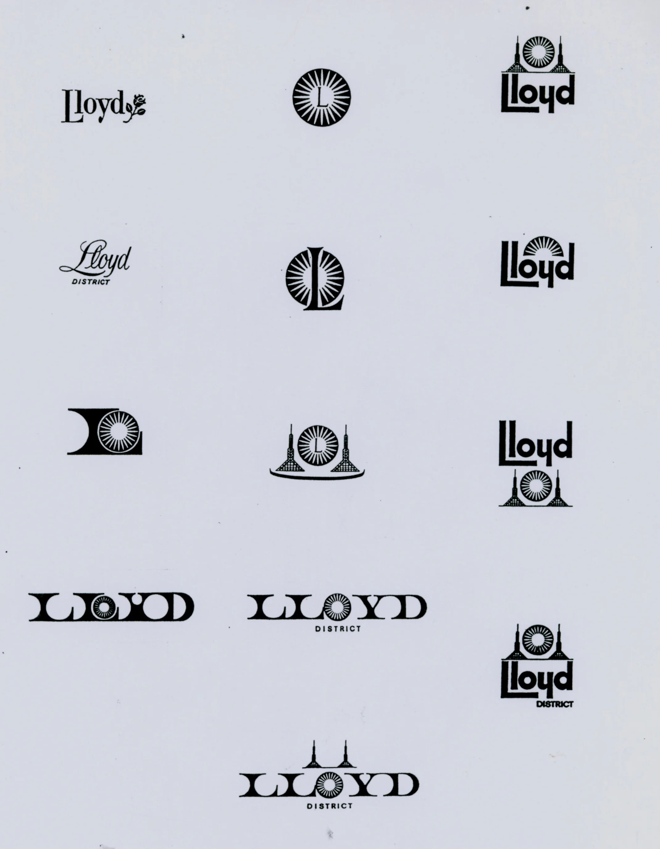 Logo options for the new Lloyd District in Portland